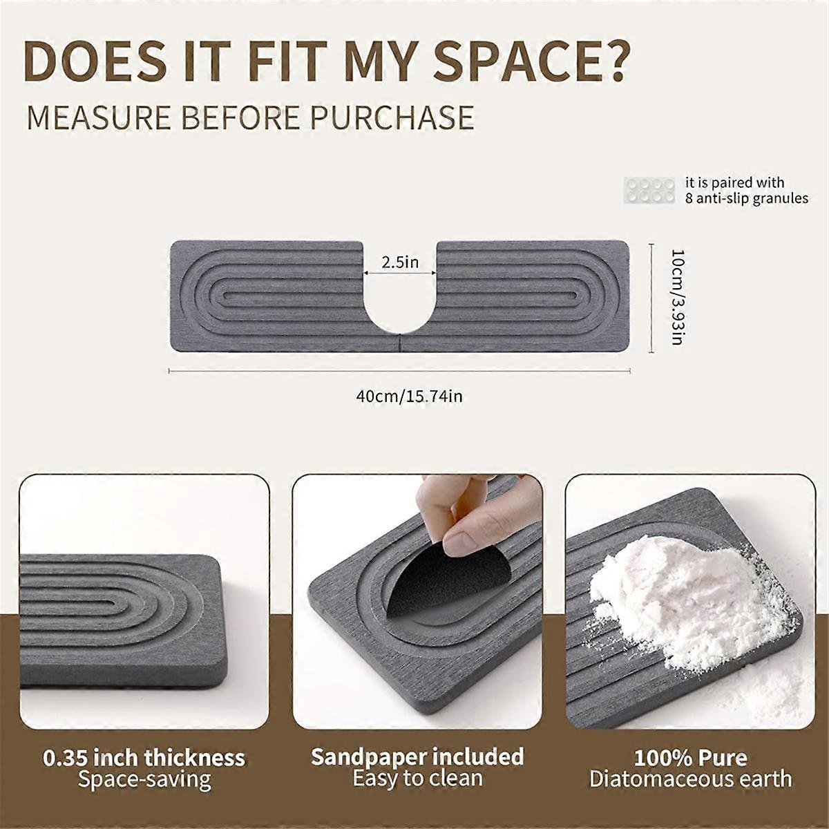 Faucet Mat for Kitchen Sink, Drying Sink Protectors White