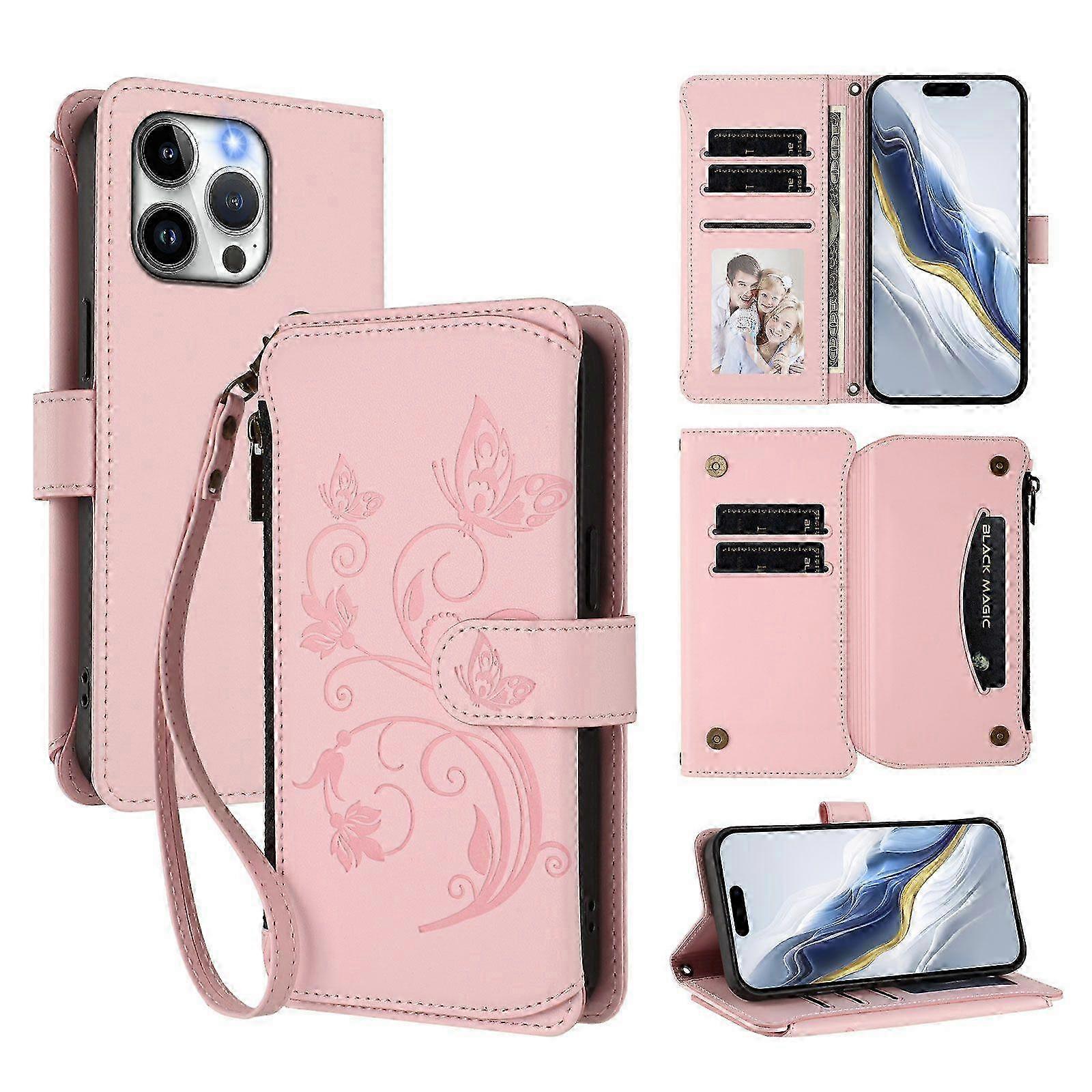 Wallet Flip Phone Cover for iPhone 15 Pro Max Embroidered Butterfly...