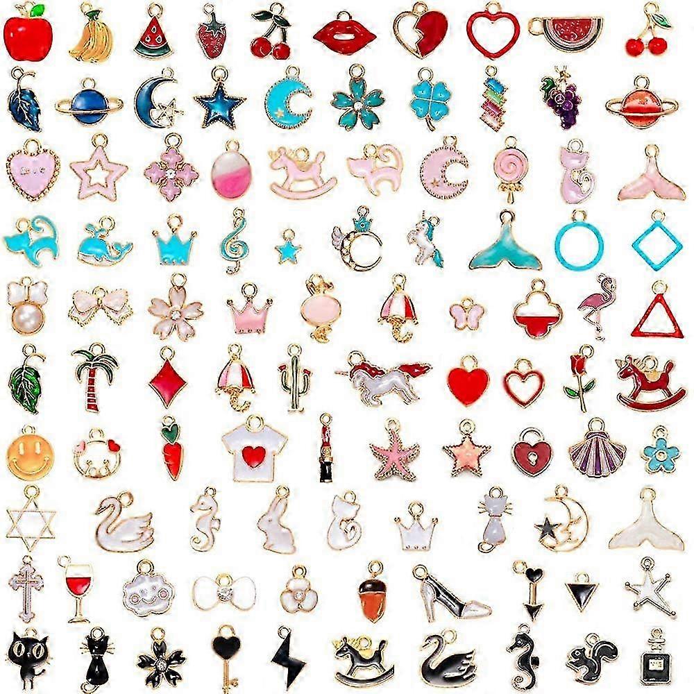 Alloy Assorted Enamel Charms, 100 PCS Bow-Knot Cat High Heels Handb...