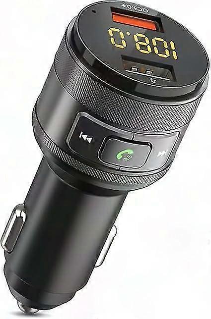 Bluetooth FM Transmitter for Car, 5.0 Adapter with QC 3.0 Fast Charge & Dual USB, Hands-Free Calling & USB Flash Drive Support