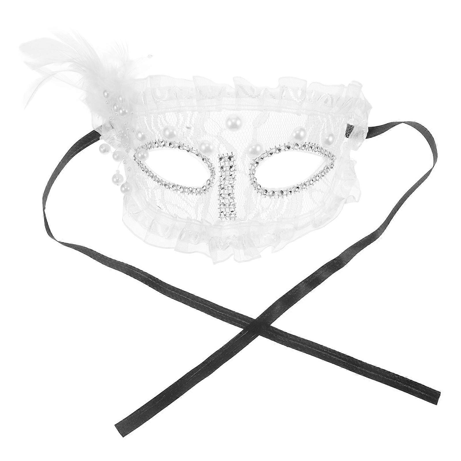 Refined White Half Face Mask for Women – Comfortable Reusable Masquerade Ball & Costume Party Accessory for Themed Events