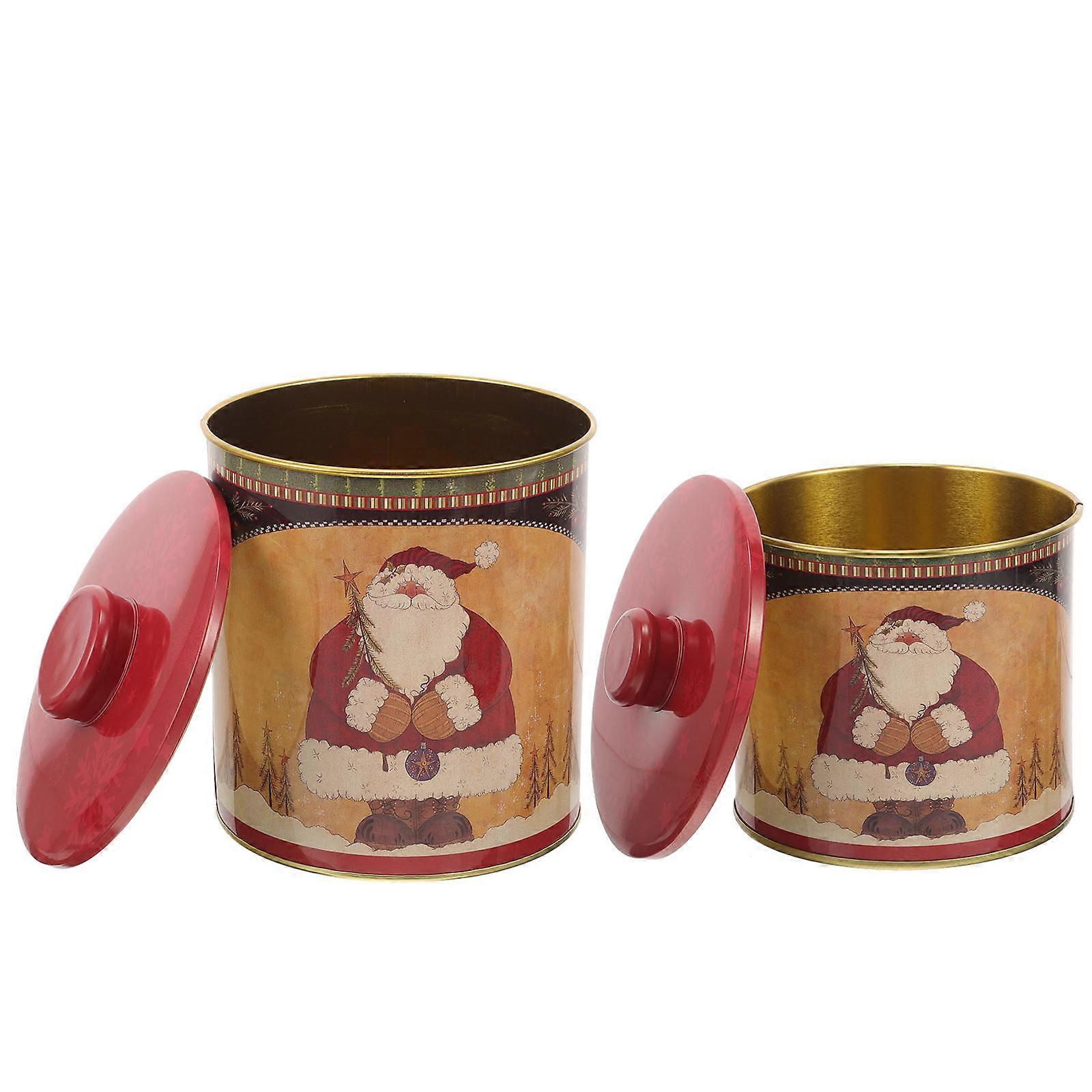 Square Iron Box For Candies Festive Occasion 2Pcs Holiday Cookie Containers Suitable For Family Students