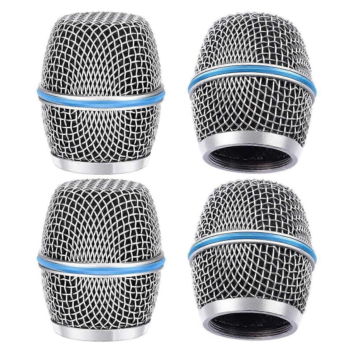 4PCS Microphone Windscreen Heads, Microphone Ball Head Mesh Grill Vocal Microphone Replacement Gril