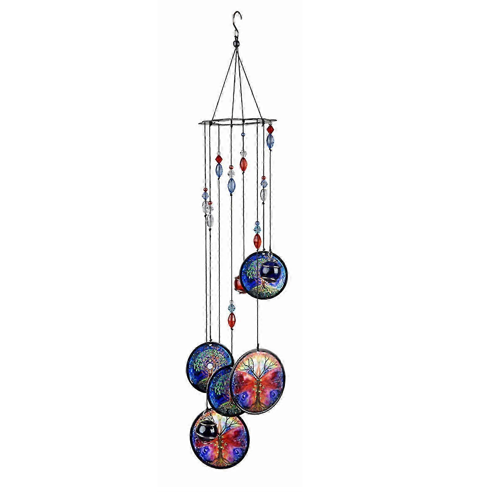 2025 Metal Piece Wind Chime Colorful Printed Windchime With Various Pattern Fengshui