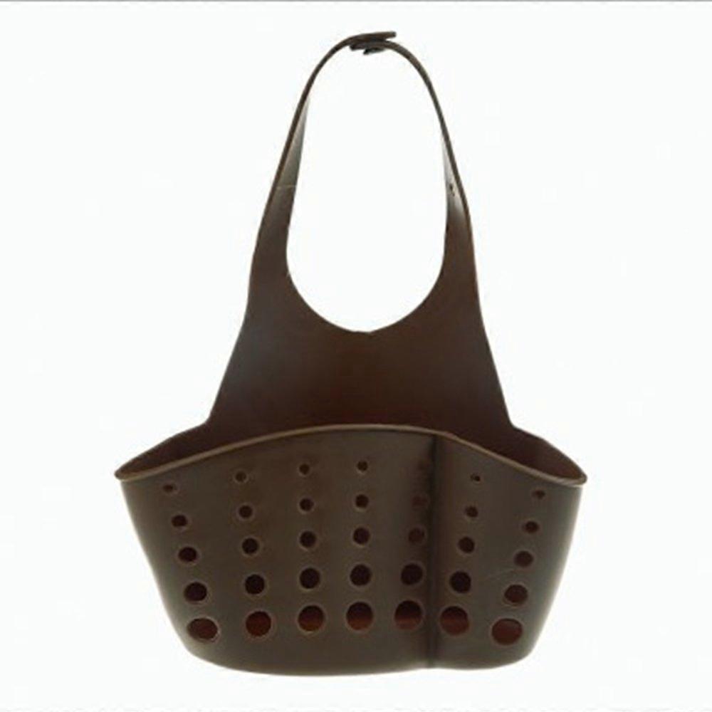 Sponge Holder for Kitchen Sink, Hanging Sink Caddy, Adjustable Strap, Faucet-Side Organizer, For Sponge Scrubber, Coffee