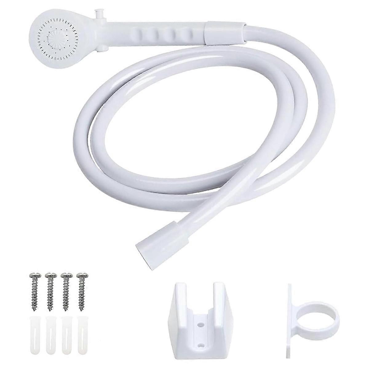 RV Shower Replacement Shower Head with Hose & Guide Ring Shower Holder Non-Metallic Hand-Held Shower
