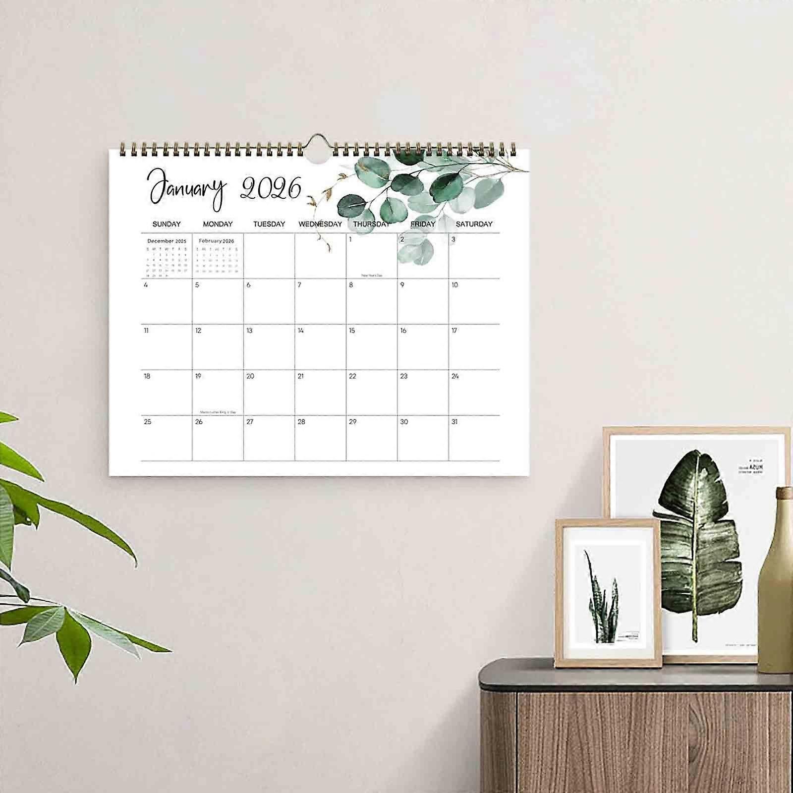 2026 Calendar January 2026 - June2027 2026 Calendar Planner With Twin Binding Hanging Hook WUD5553