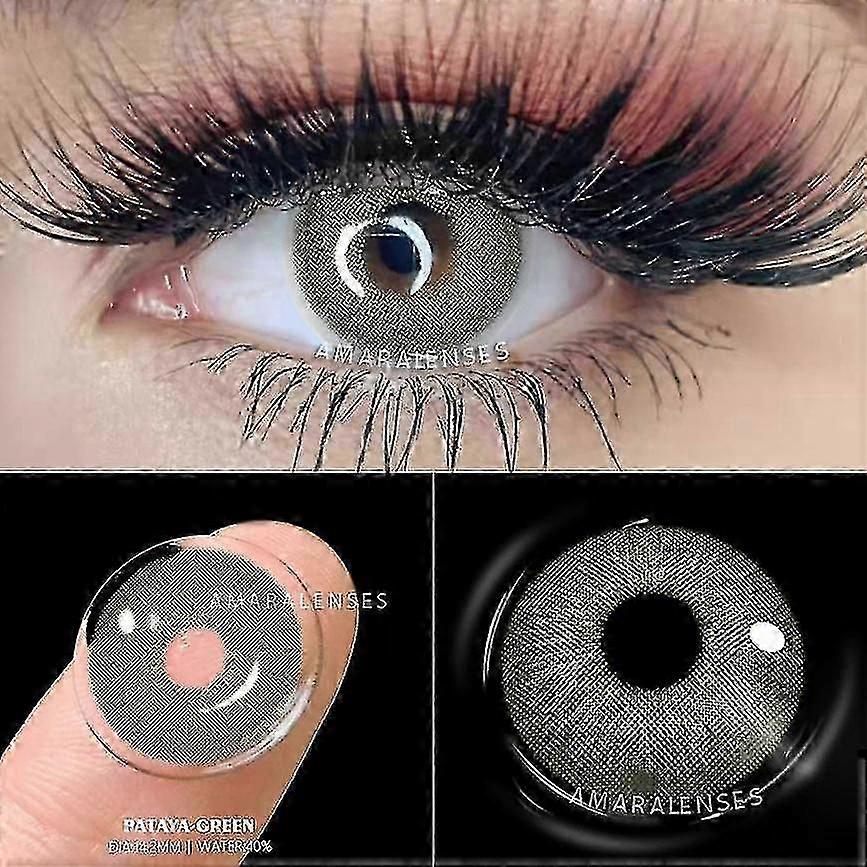 2pcs Color Contact Lens Contact Color Lens Eyes Lenses For Eyes Contact Lens Case Green Color Lens With Contact Case-HYJ