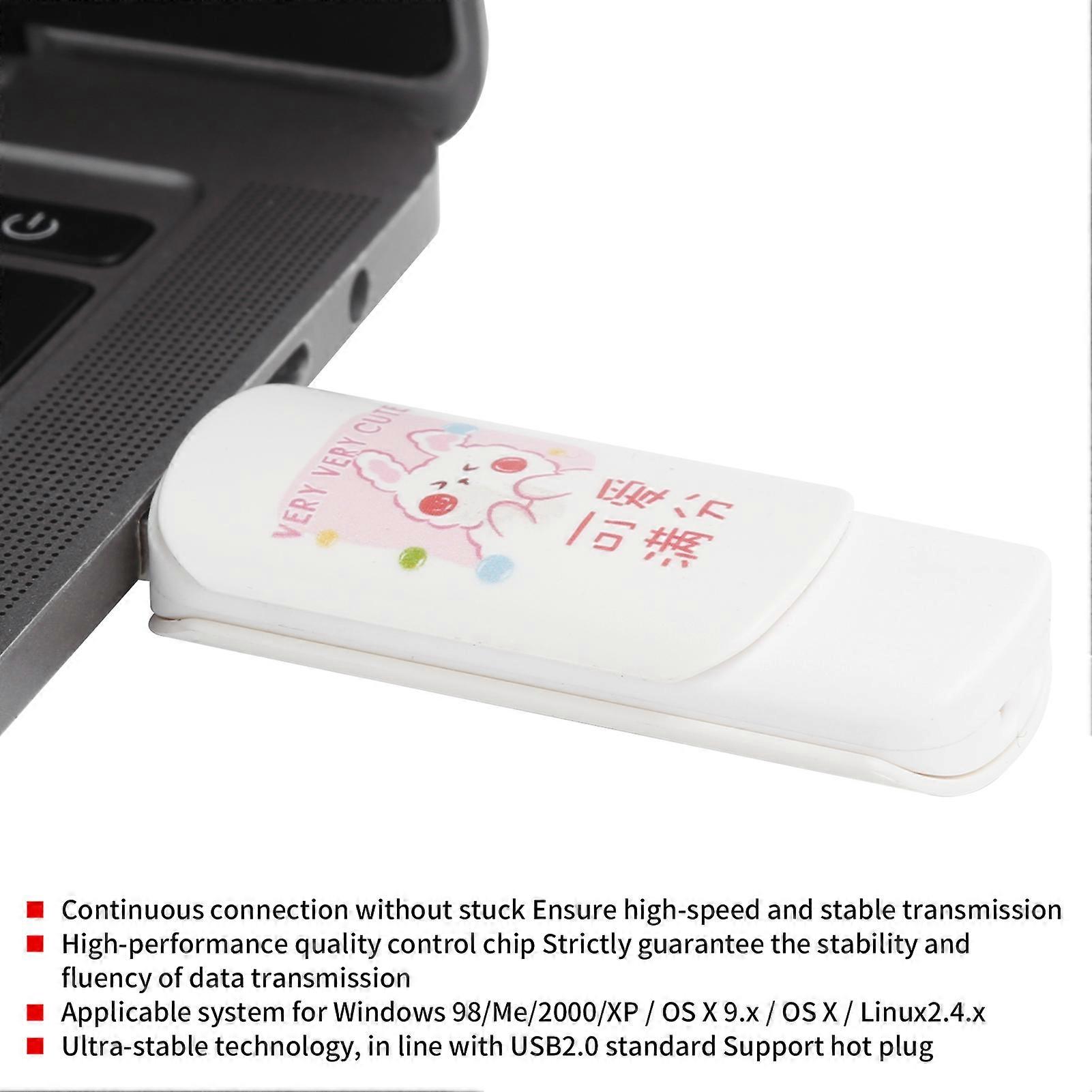 128GB Cartoon USB 2.0 Slide Flash Drive Cute Pattern Gift