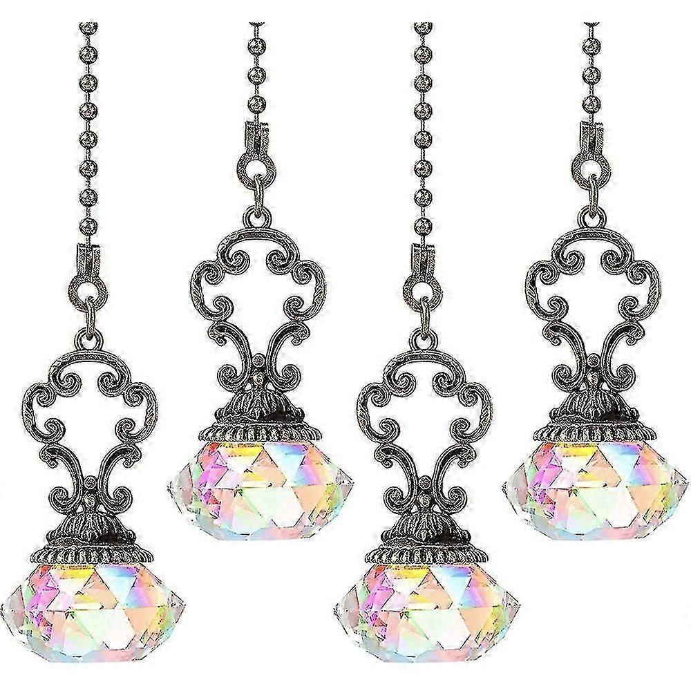 4 Pieces Artificial Crystal Ceiling Fan Pull Chains Pull Chain Extension With Connector For Light C (haoyi)