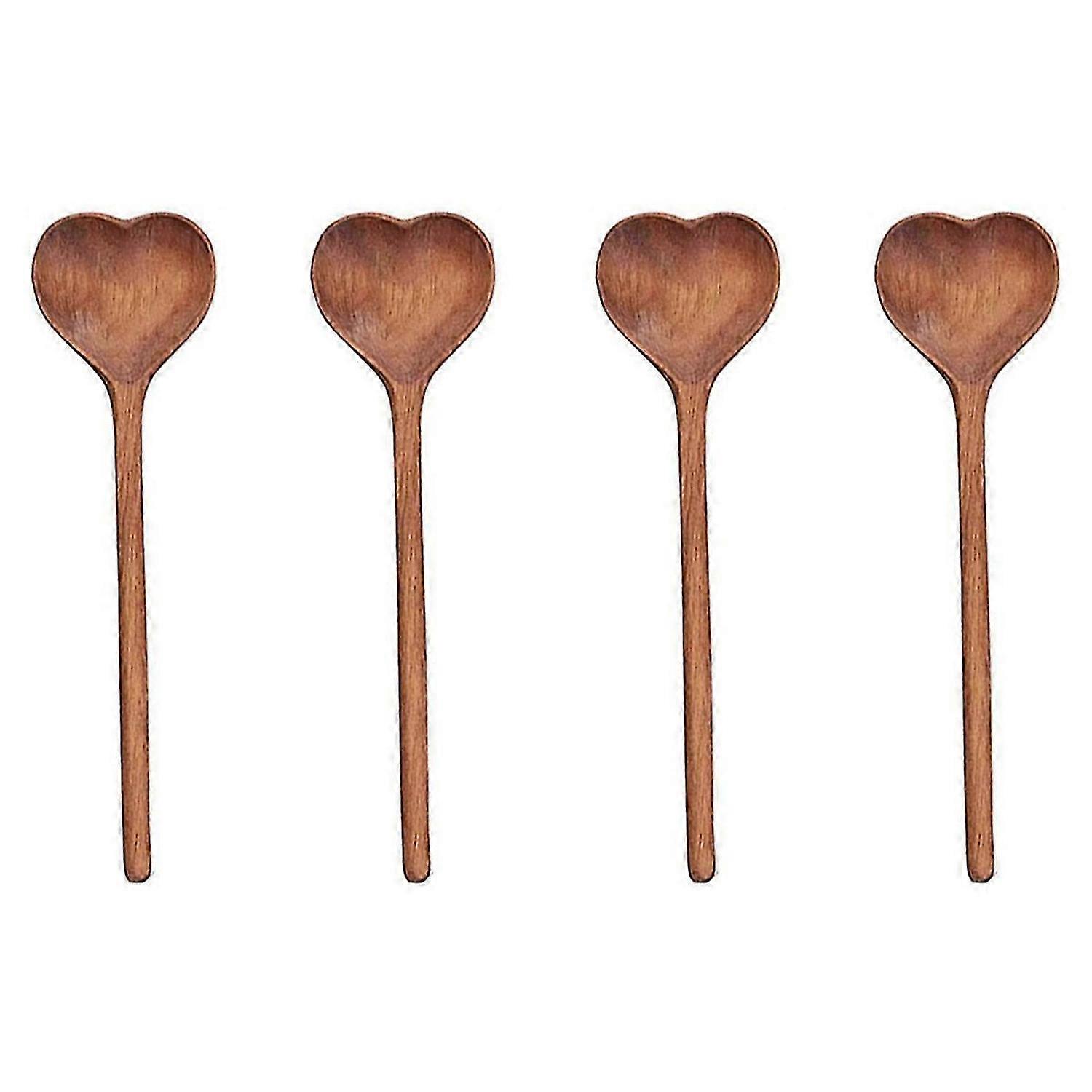 Hjärtformade träskedar - Set med träskedar för te/kaffe (2 st)