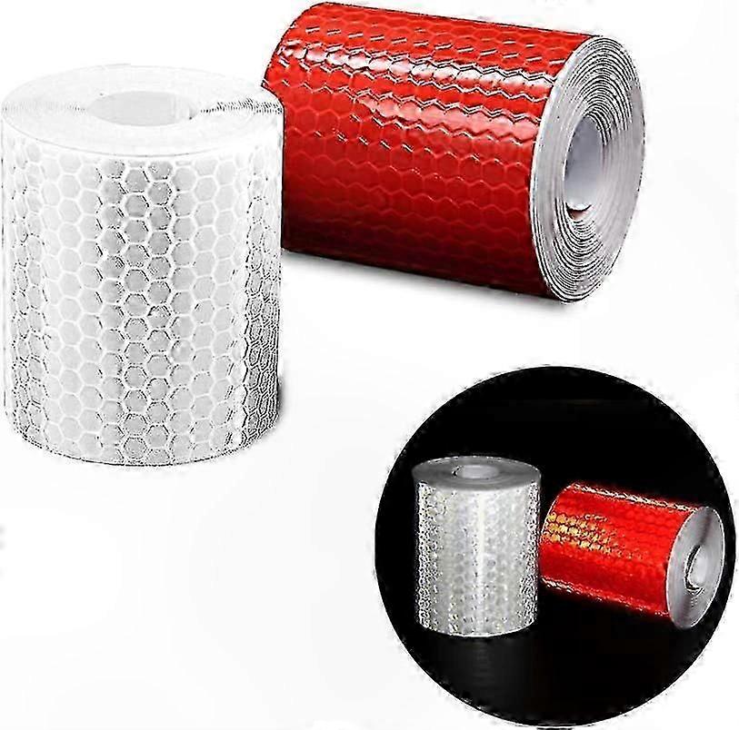 Reflective Tape 2 Rolls, High Visibility Red & White, 3m x 50mm for Safety Use