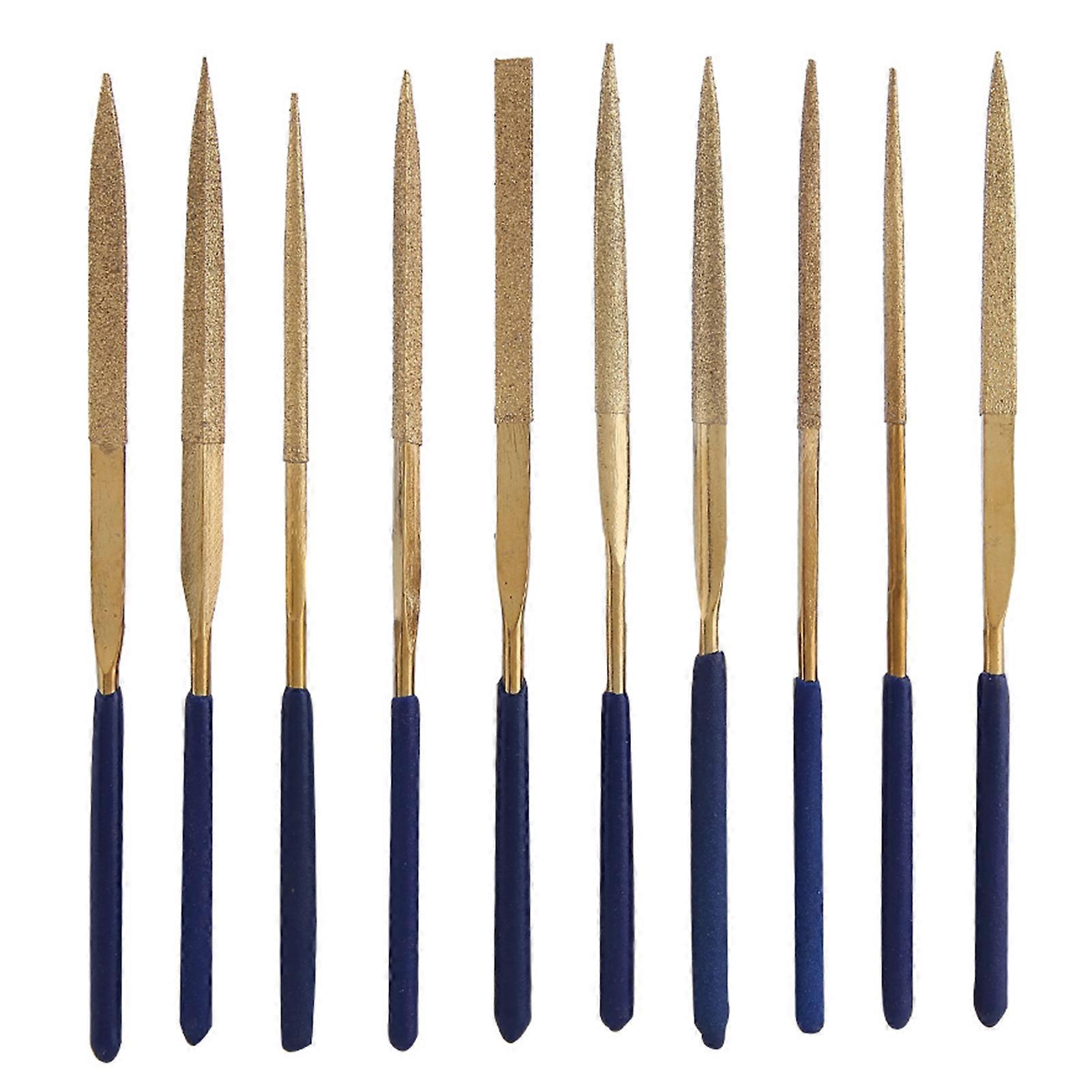 10pcs Titanium Alloy Coated Diamond Needle File Set Repair Tools