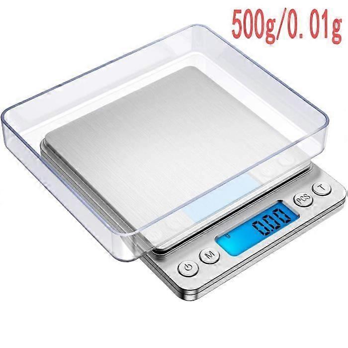 Precision Kitchen Scale - 500g / 0.01g - Tare and Count Function - 2 Trays - MINGMEI Brand