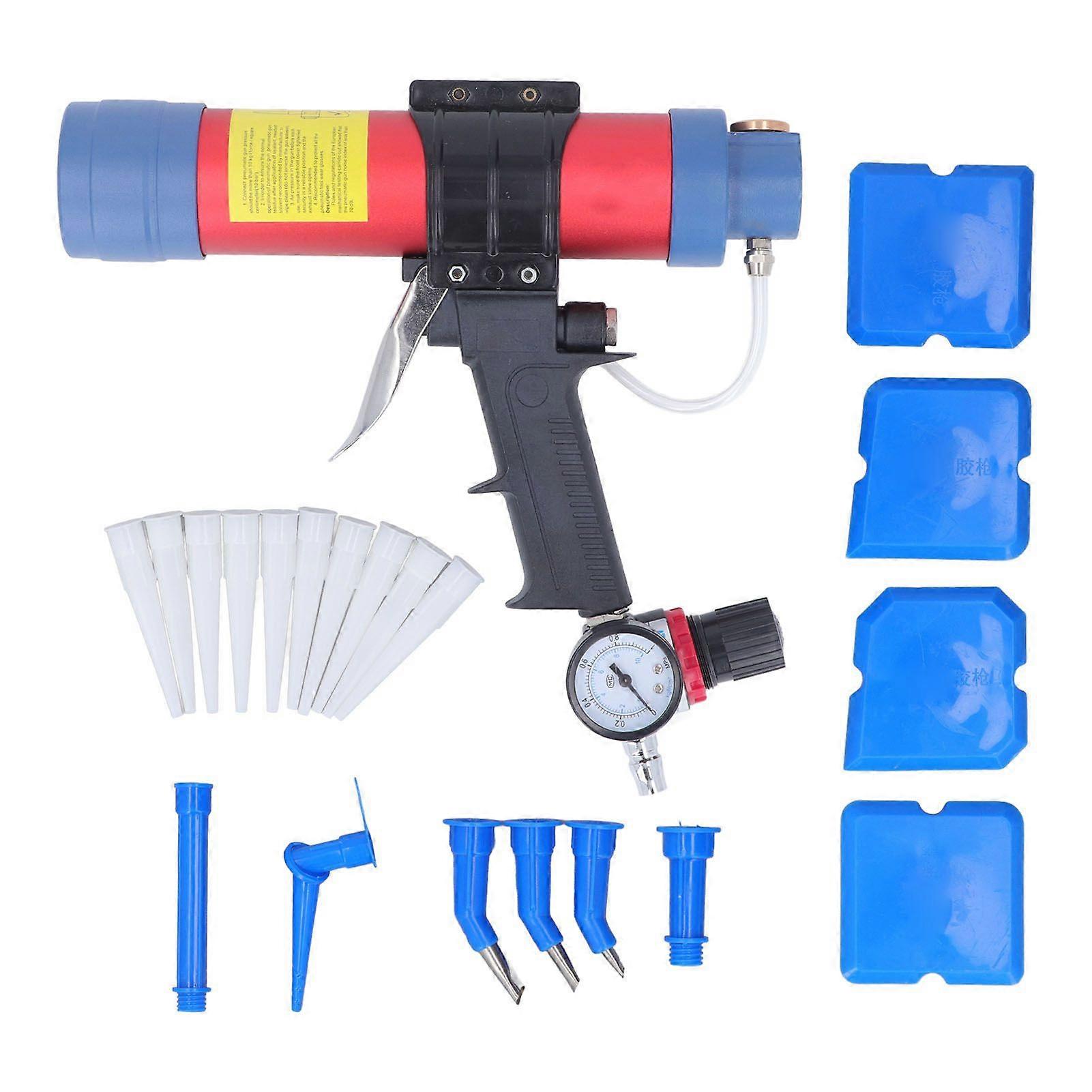 Air Caulk Gun 310ml Capacity Pneumatic Caulking Gun Glass Glue Gun with Pressure Gauge