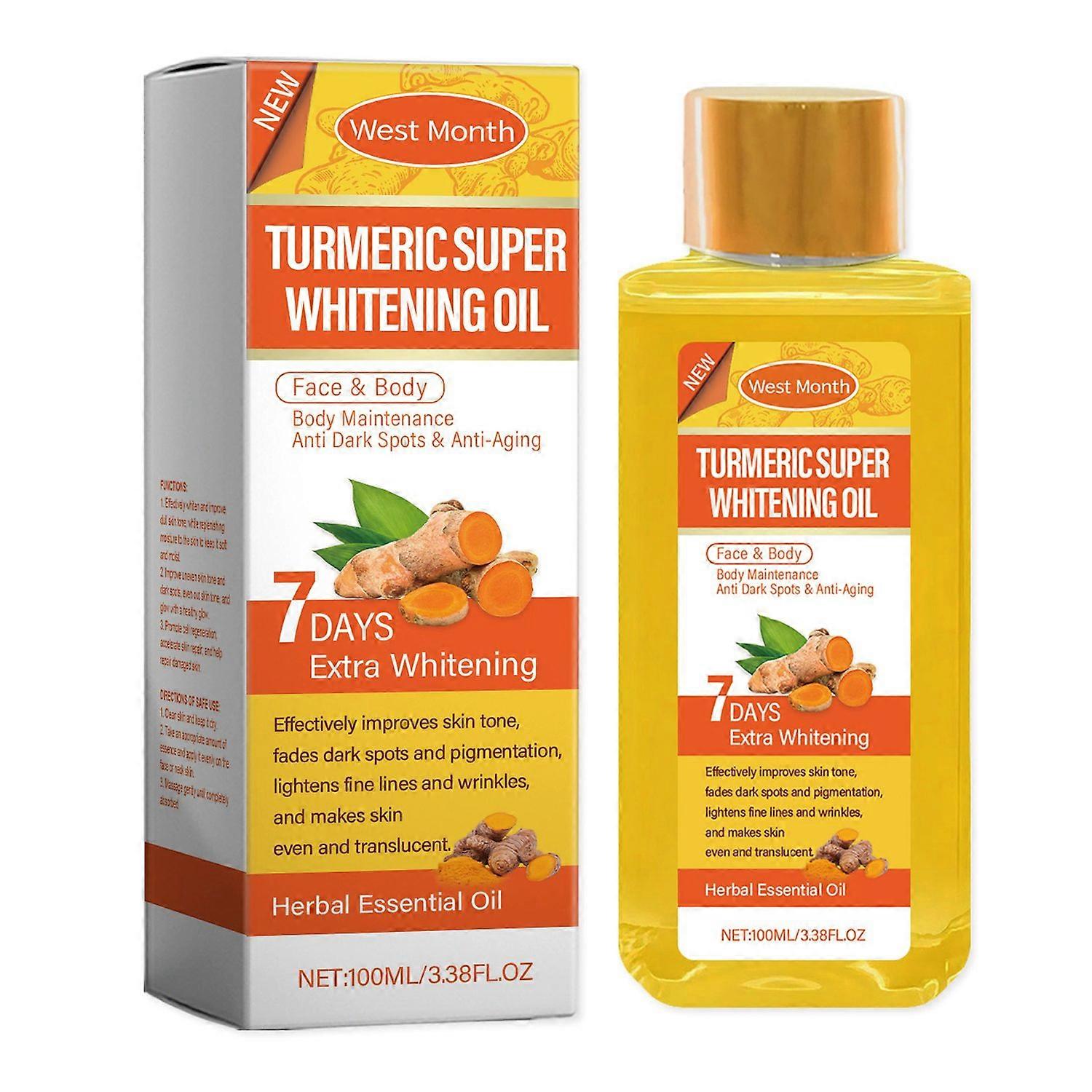 1-6 Stück WEST& MONAT Kurkuma Super Whitening Öl mit Vitamin C Hyaluronsäure 100ml Feuchtigkeitsspendend