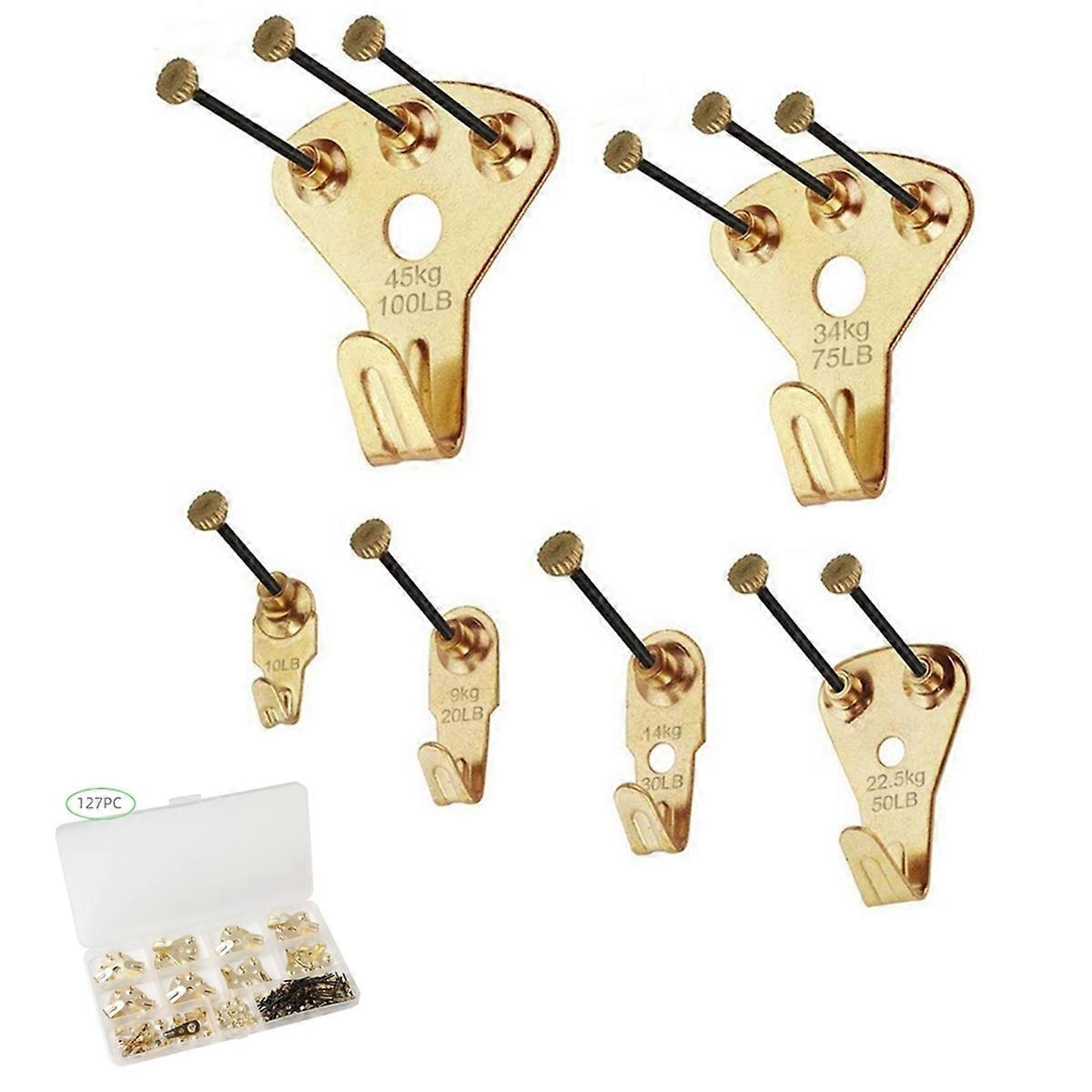 127Pcs Heavy Duty Picture Hanging Kit with Nails for Wooden/Drywall - Professional Hangers for Canvas, Office Pictures