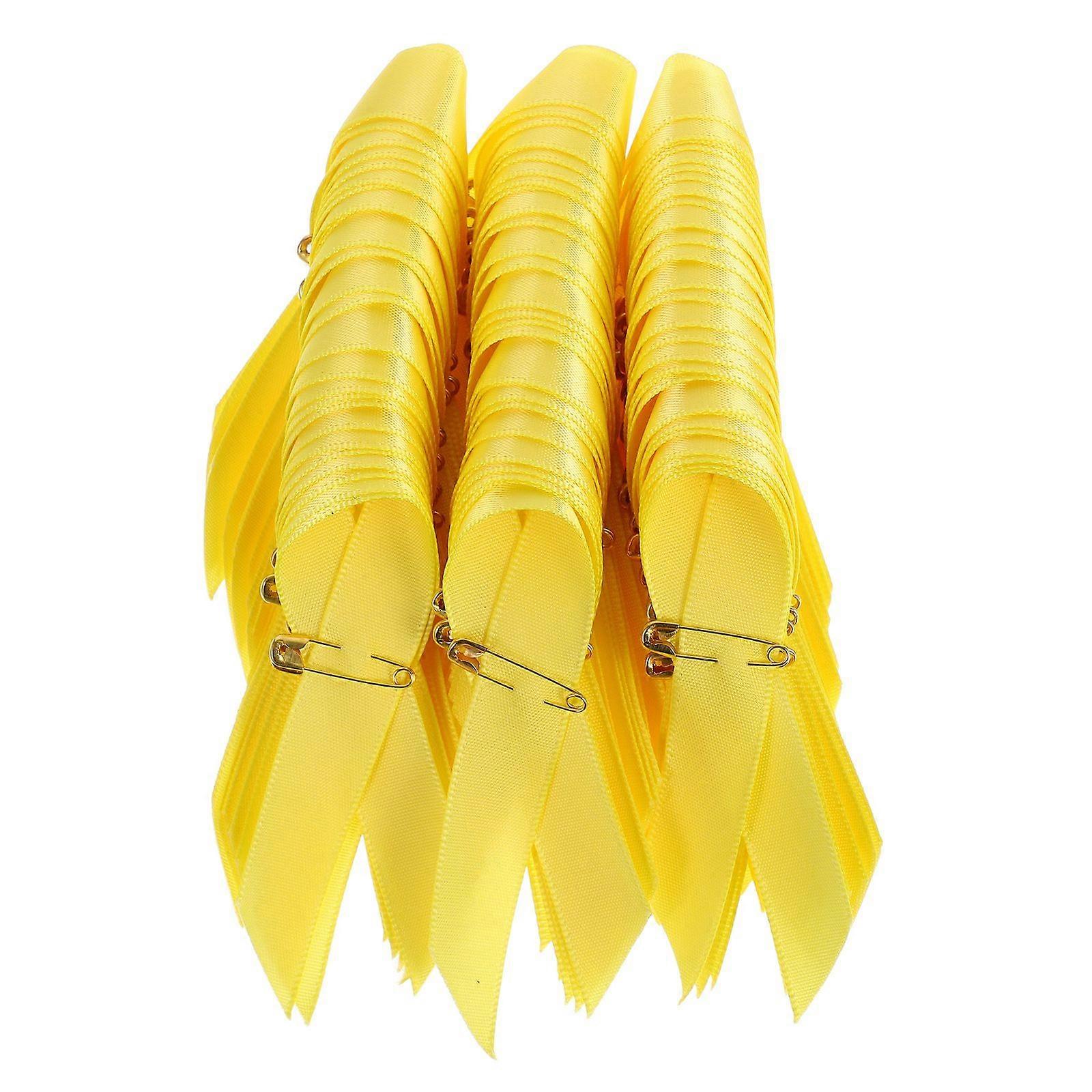 100pcs Yellow Ribbon Pins Awareness Enamel Lapel Pin Support Charity Donation Event Clothes Decor Accessories