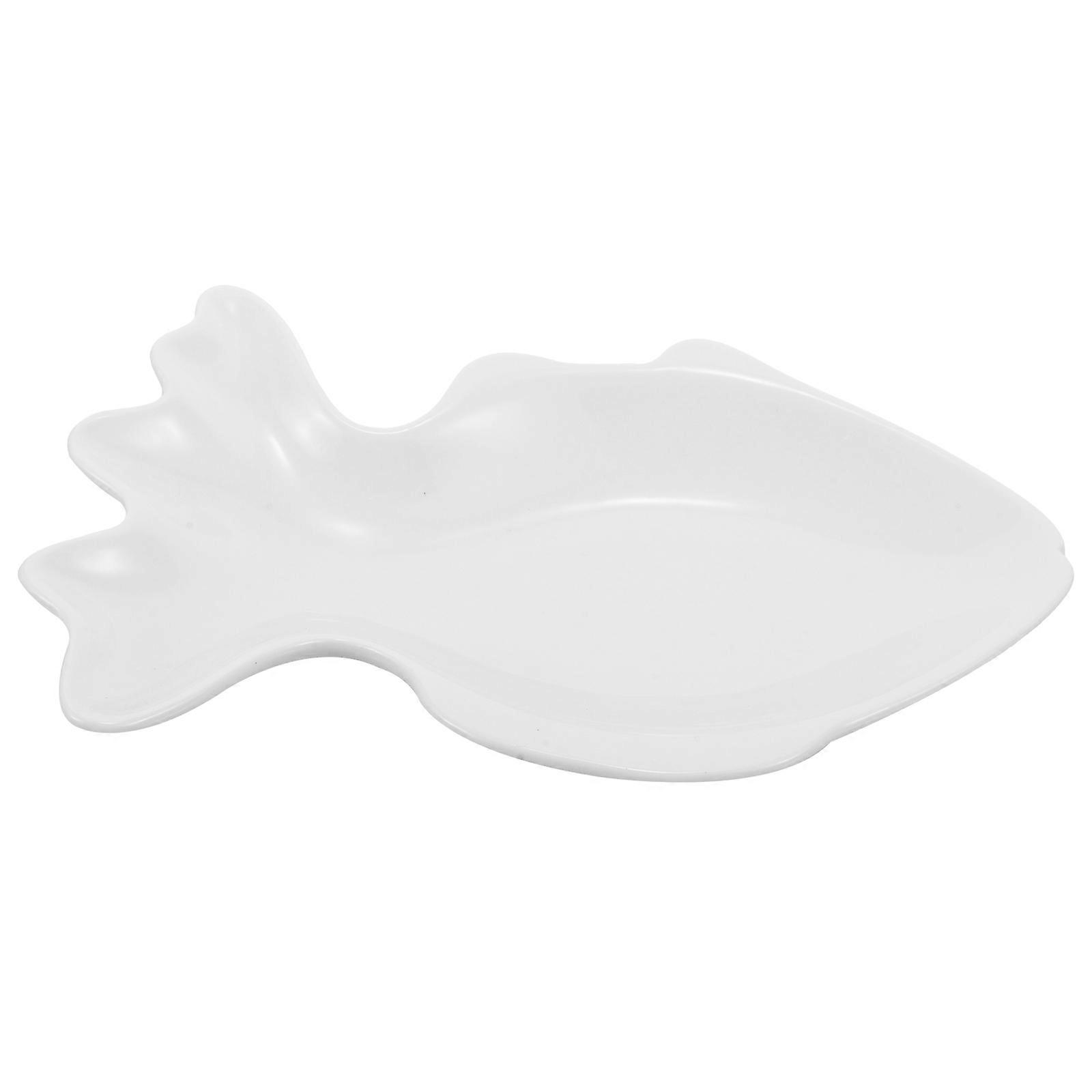 Fish Shaped Plates Ceramic Dish for Serving Snacks 4Pcs White Porcelain