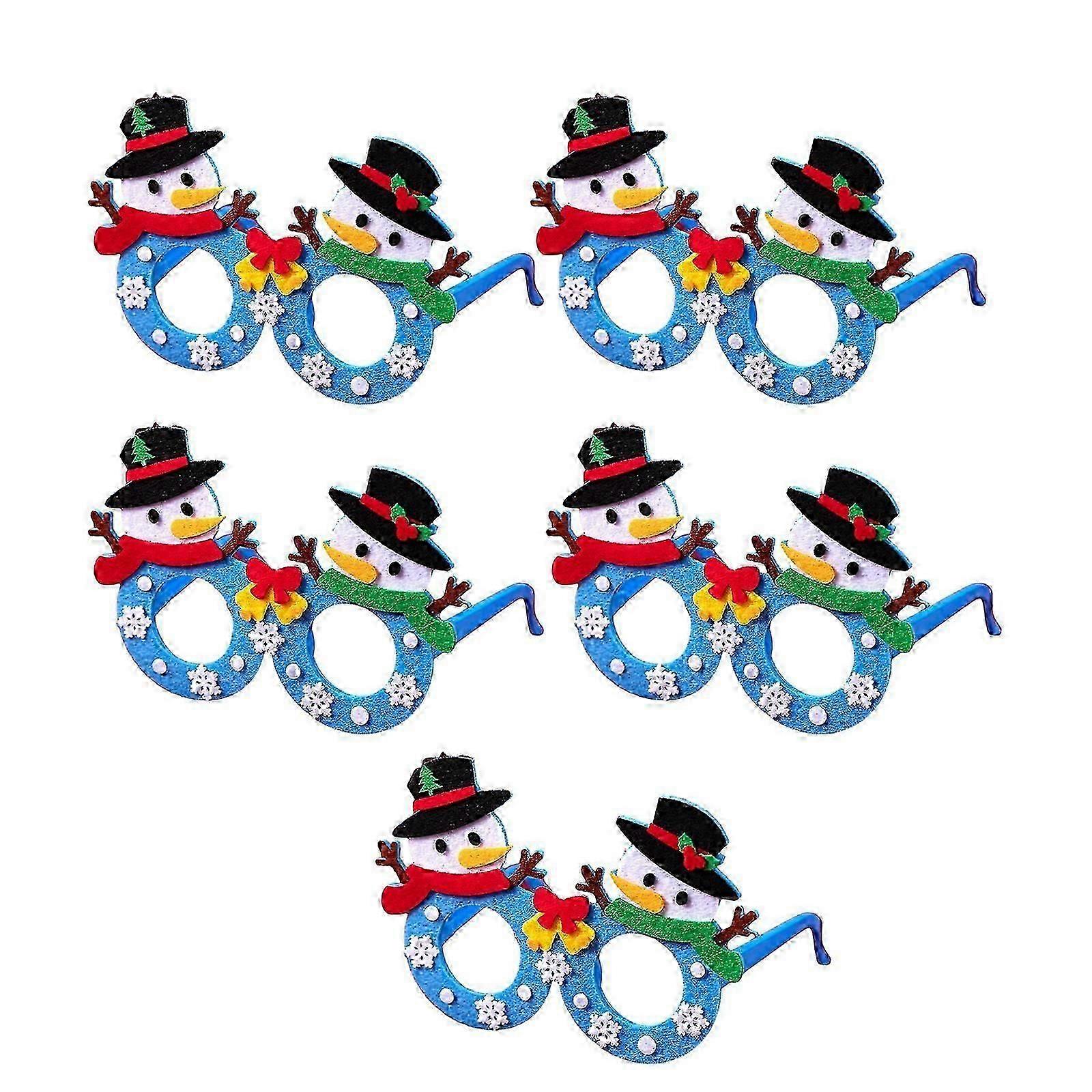 5pcs Christmas Party Glasses Frames Christmas Decoration Novelty Costume Fancy Dress Glasses Eyeglasses without Lens