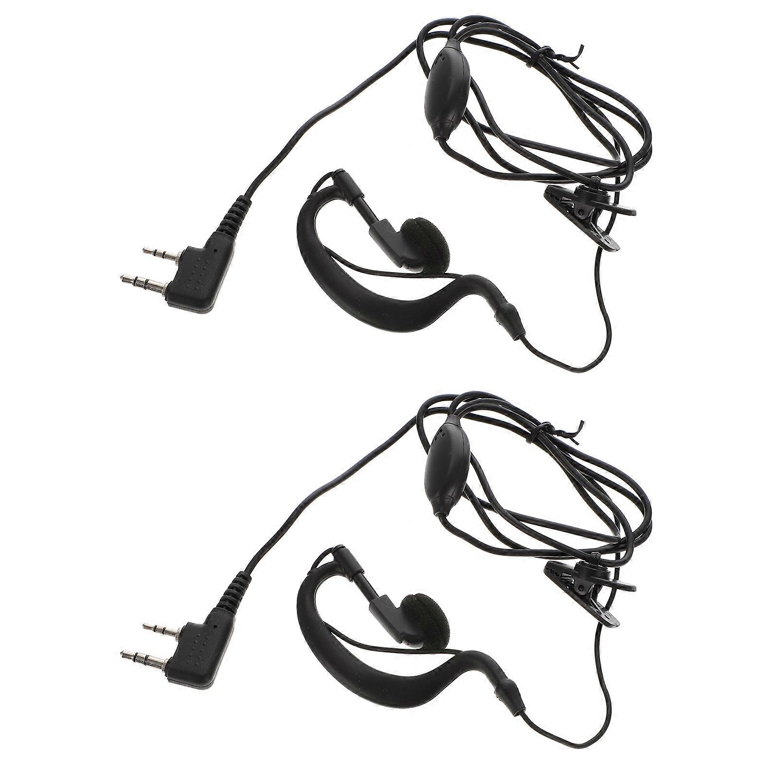 Headphones Earbuds Earhook Style for Security Black Pu Material for Private Conversation 2Pack