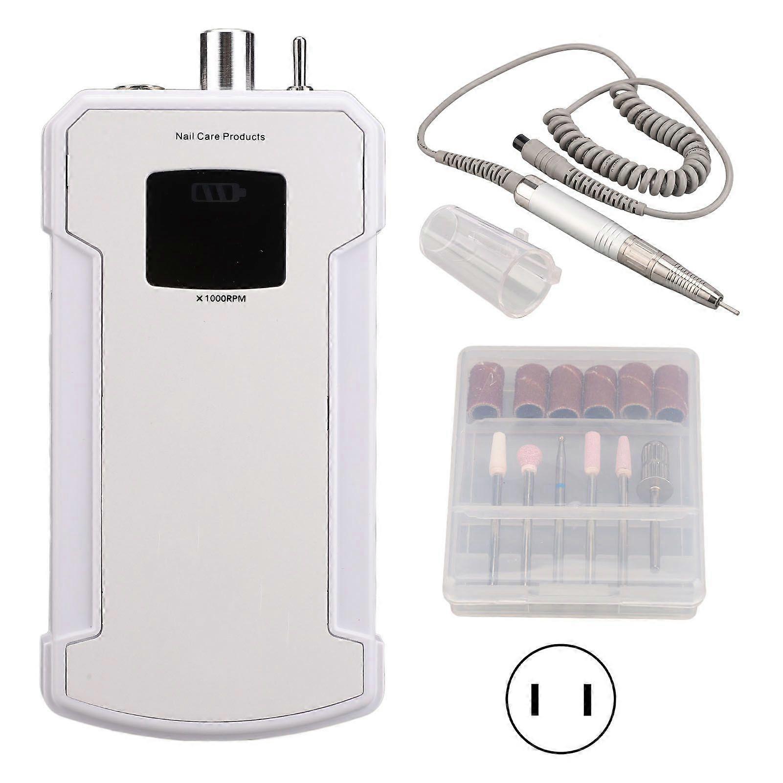 Nail Grinding Machine 35000RPM Electric LCD Low Noise Nail File Machine 100?240V White US Plug