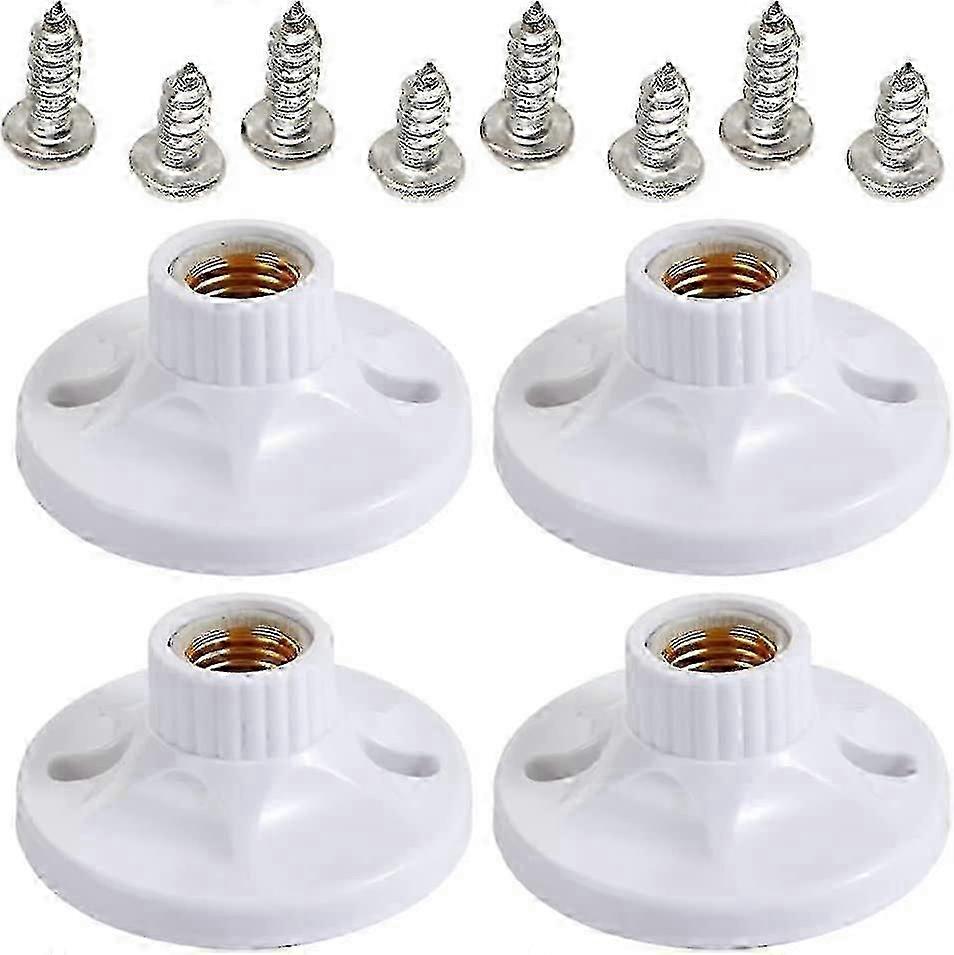 4pcs White Ceramic E27 Screw Cap Ceiling Light Socket Holder