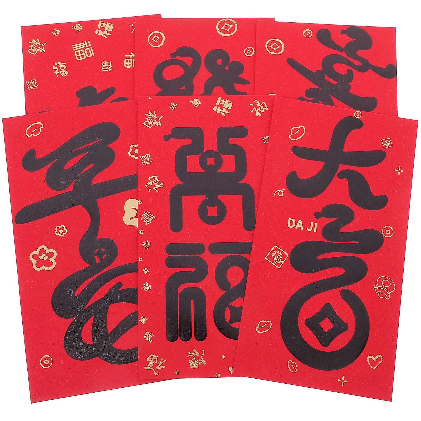 Chinese Red Envelopes Snake Red Packet for New Year 6Pcs Set