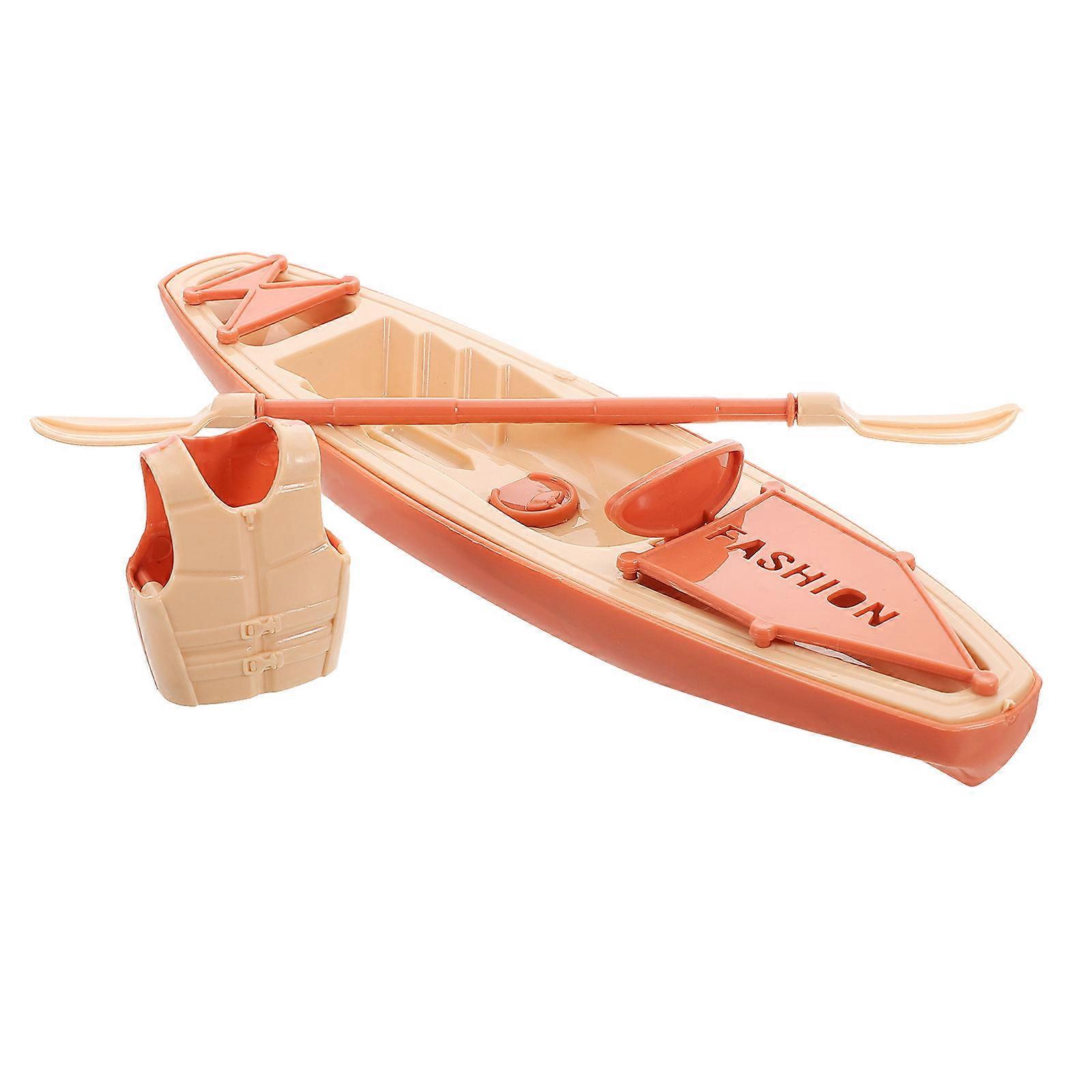 Decorative Plastic Kayak Model for Tabletop Display 1Set with Paddles
