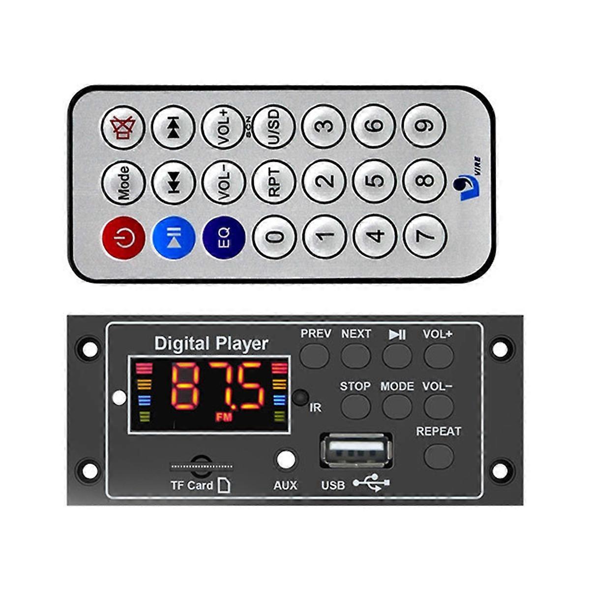 2x20W 12V Wireless Bluetooth 5.3 MP3 Decoder Board Folder Switching USB TF USB MP3 AUX FM Radio Cal