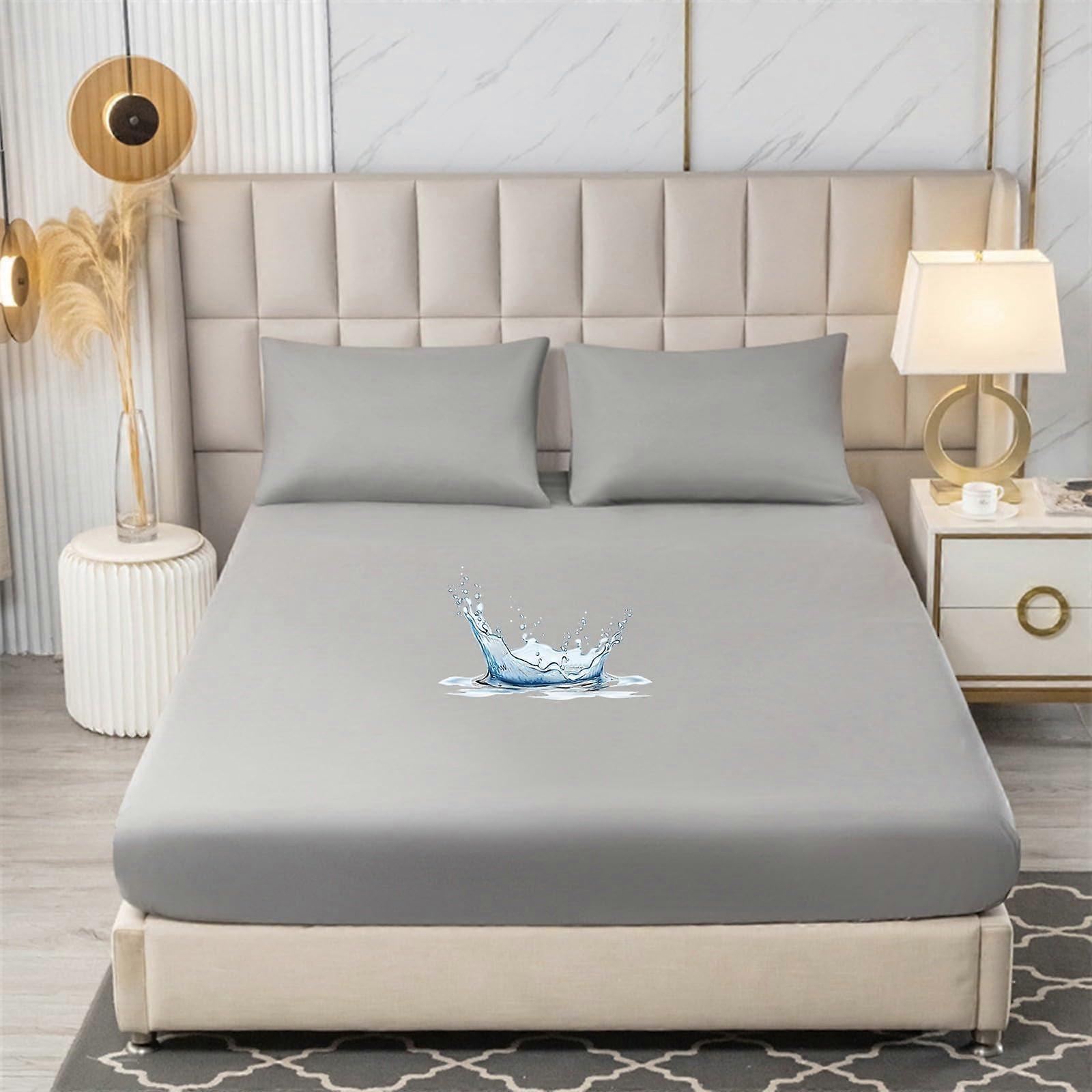 Full Size Mattress Protector Waterproof Fitted Sheet Style Twin 200x220cm 12 Inch Deep Pockets Machine Washable