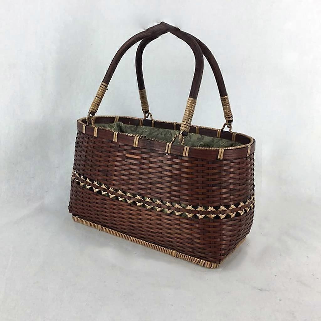 Handmade Bag Rattan Basket Handbag Ceremony Basket Storage Bag Model D One Size