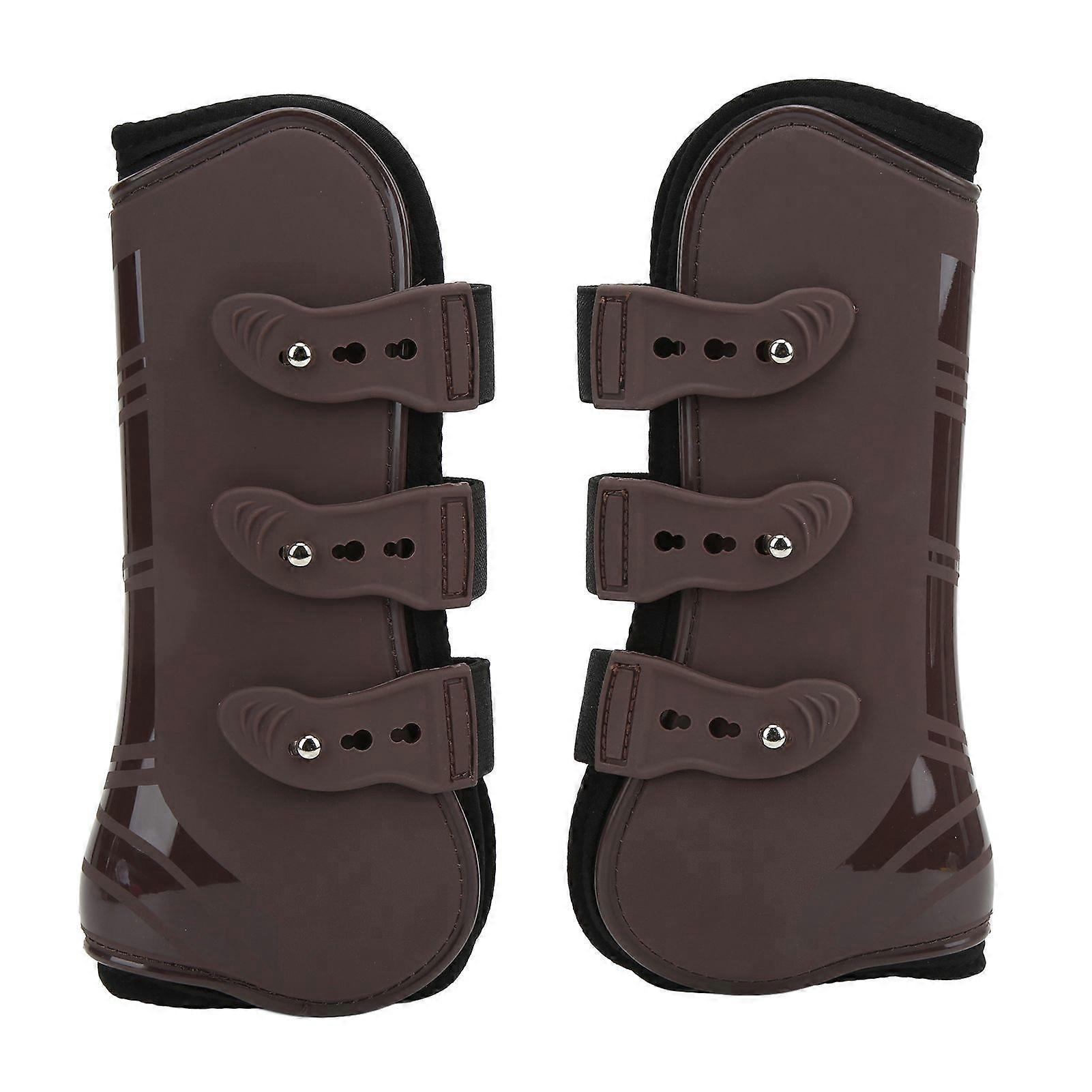 2pcs Horse Front Legs Guard PU Neoprene Horse Leg Protective Boots for Riding JumpingPair of Brown Front Legs XL