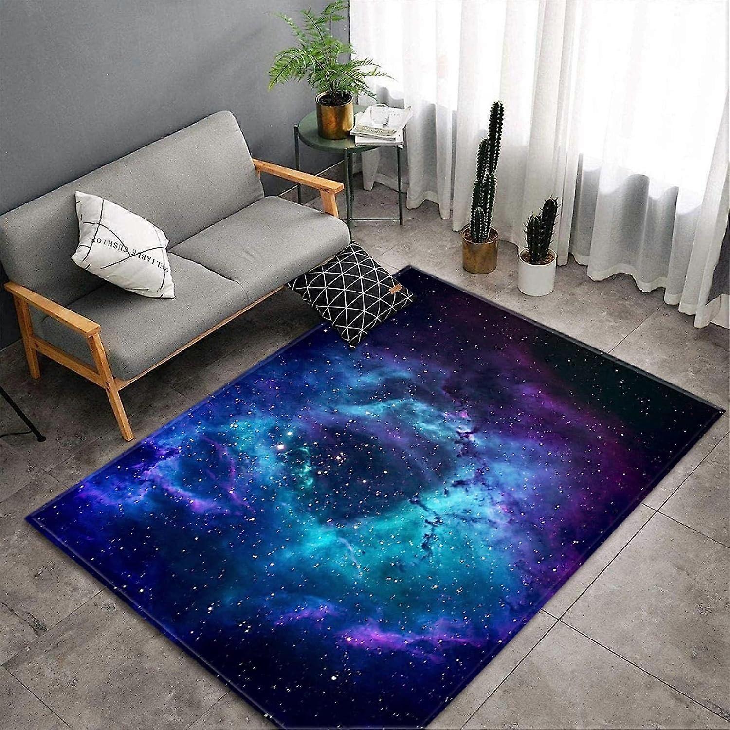Universe Galaxy Starry Sky 3D Printing Playroom Carpet 180x280 Cm, Indoor NonSlip Floor Mat, Soft Touch Polyester