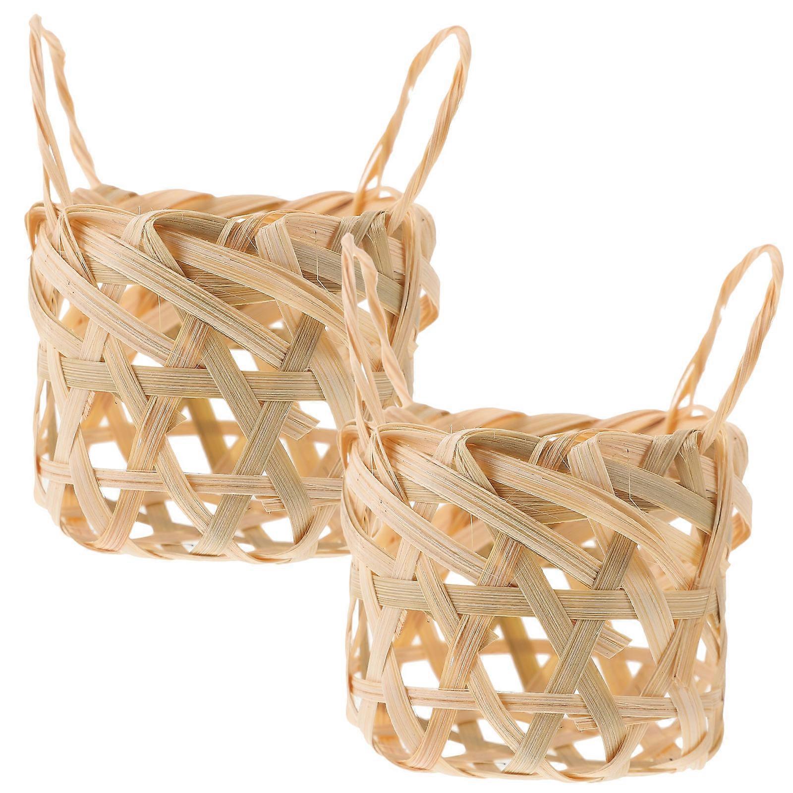 Khaki Bamboo Lamp Shade Woven Lampshade for Pendant 8Pcs