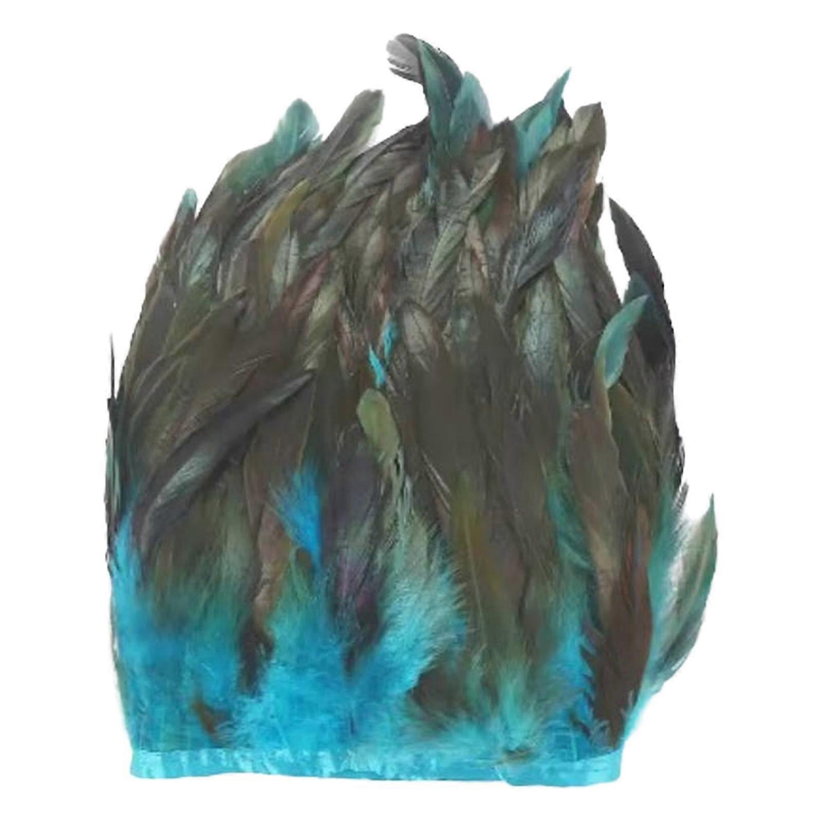 Tachiuwa Feather Fringe Sewing Trims ,Dyed Clothing Decoration Artificial Feather Fringe,Turkey Flakes Feathers ,for Beddings Blue