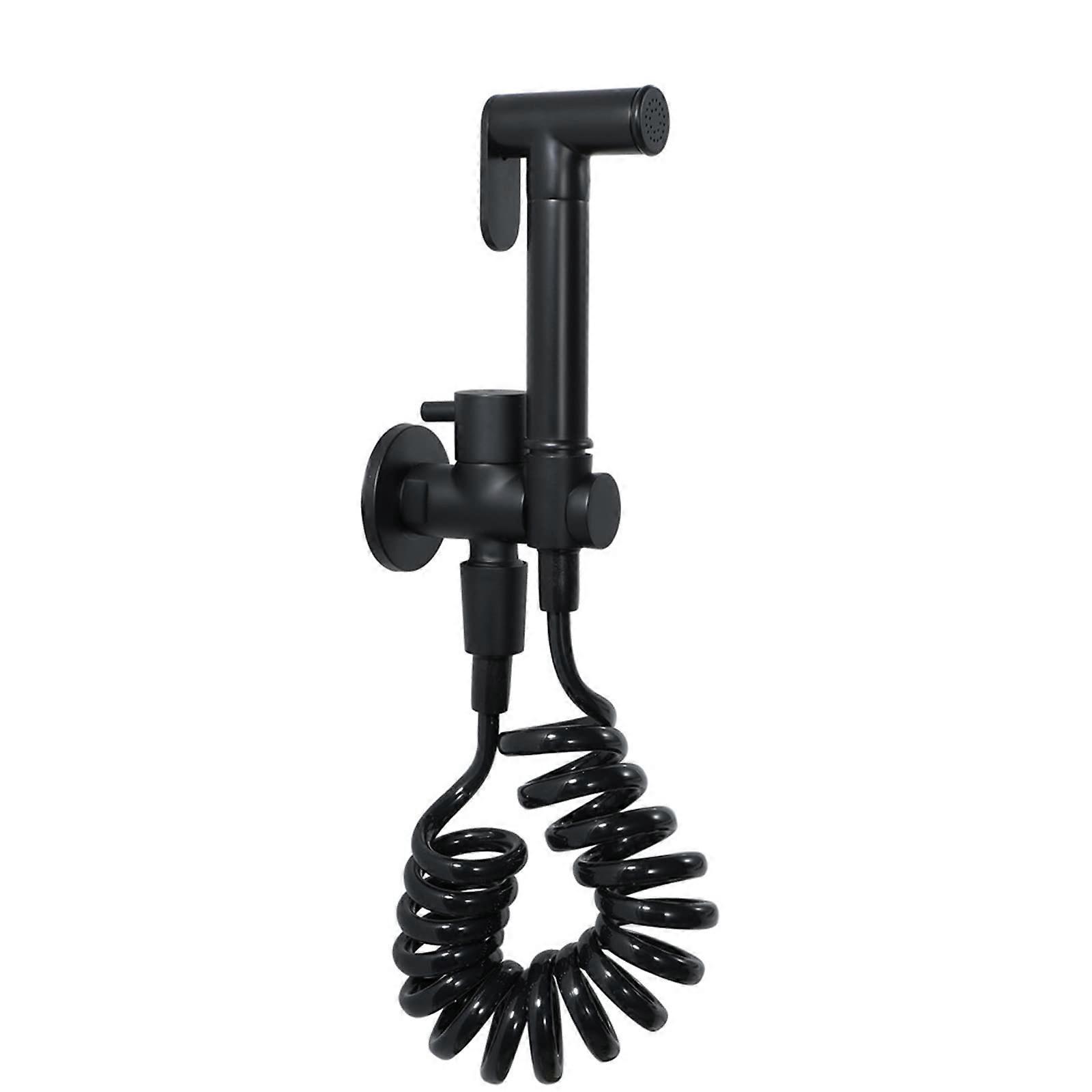 Bidet Tap Sprayer Wall Mounted Black Handheld Bidet Sprayer Kit With Spring Hose Single Handle Toilet Douche Spray