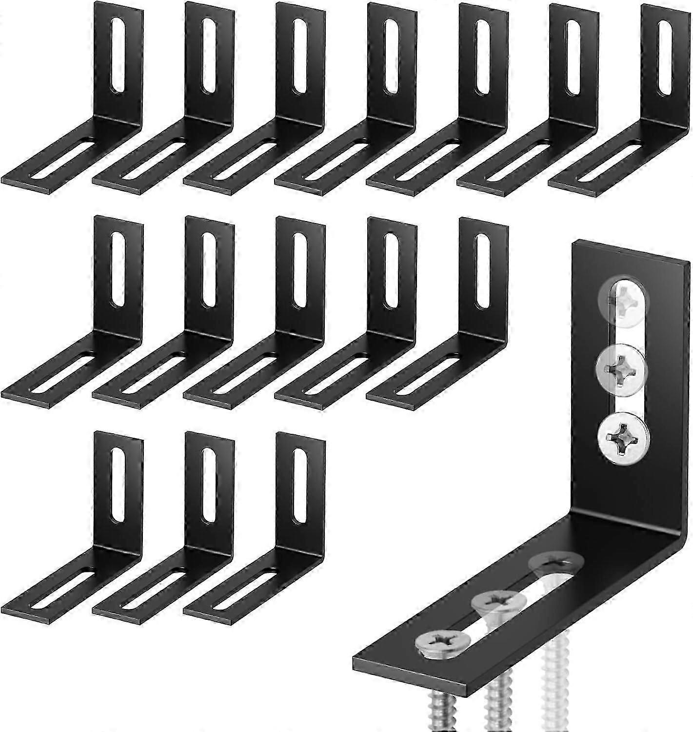 "16 Pcs Equerre Metal Noir, Equerre de Fixation Supports D'angle rglables, querre Metal 60x42.5 mm L Forme Fixation querre pour la Fixation et la R"