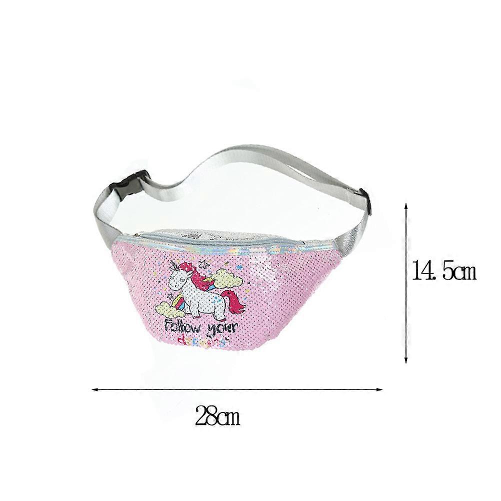 Gym Bag Pink Sequin Waist Bag Hands-Free Storage for Phone Wallet Keys 28x14.5cm 1Set