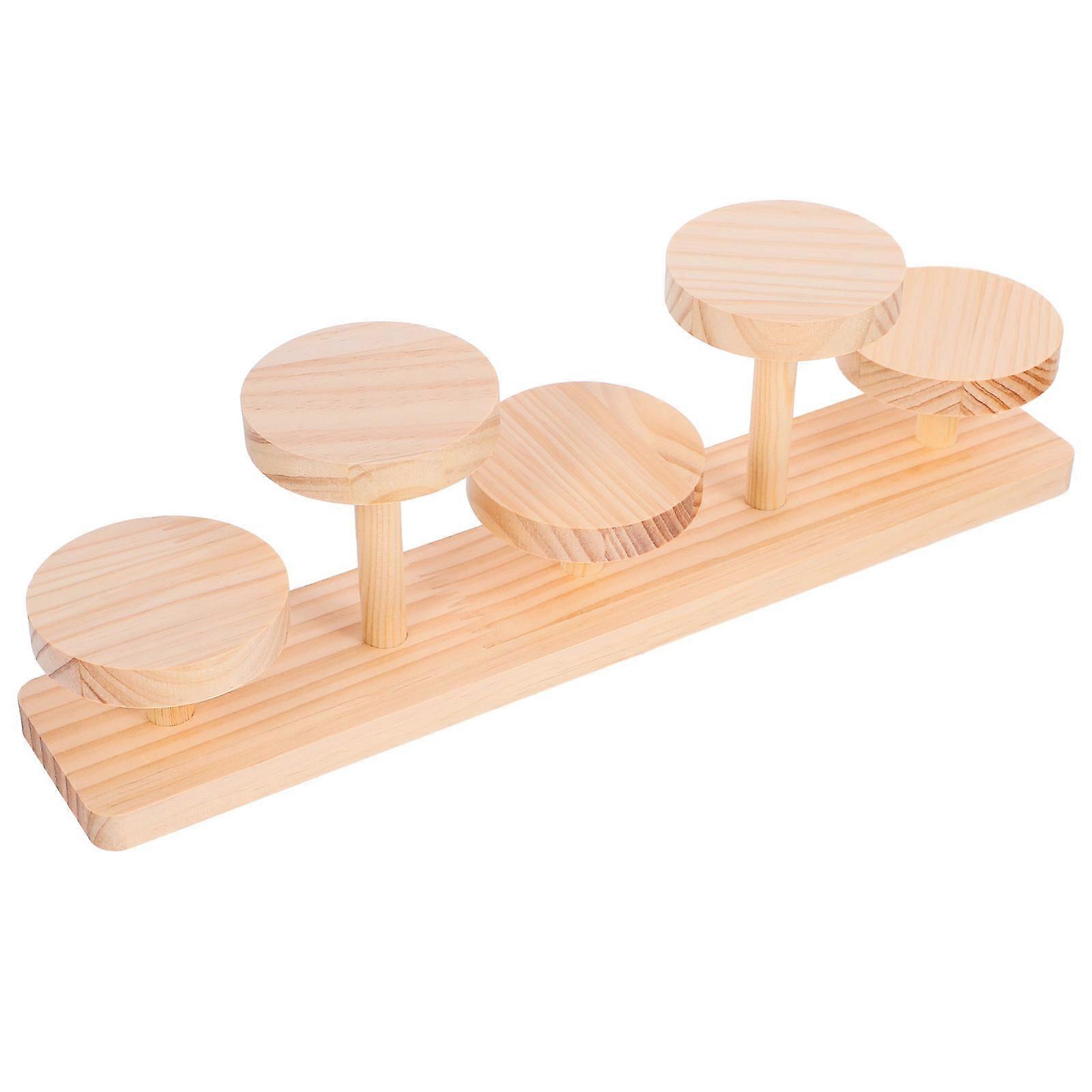 Figure Display Stand Wood Action Figure Stand with 3Pcs Display Base