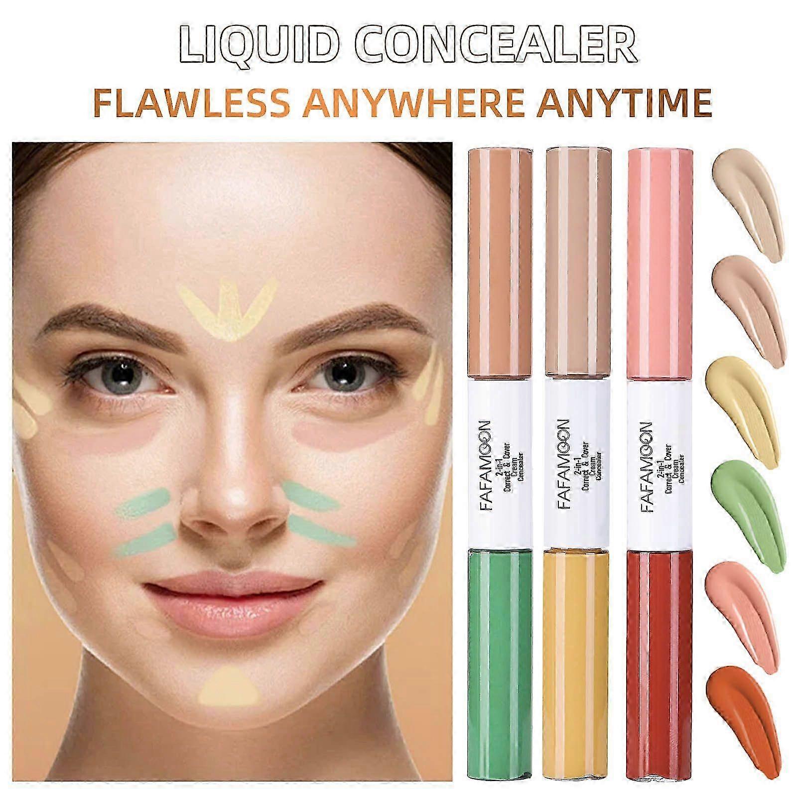 3Pcs Concealer, 2-In-1 Waterproof Sweatproof Concealer, Highly Pigmented Concealer With Matte Finish, Covers Under Eye Dark Circles & Blemishes 2025