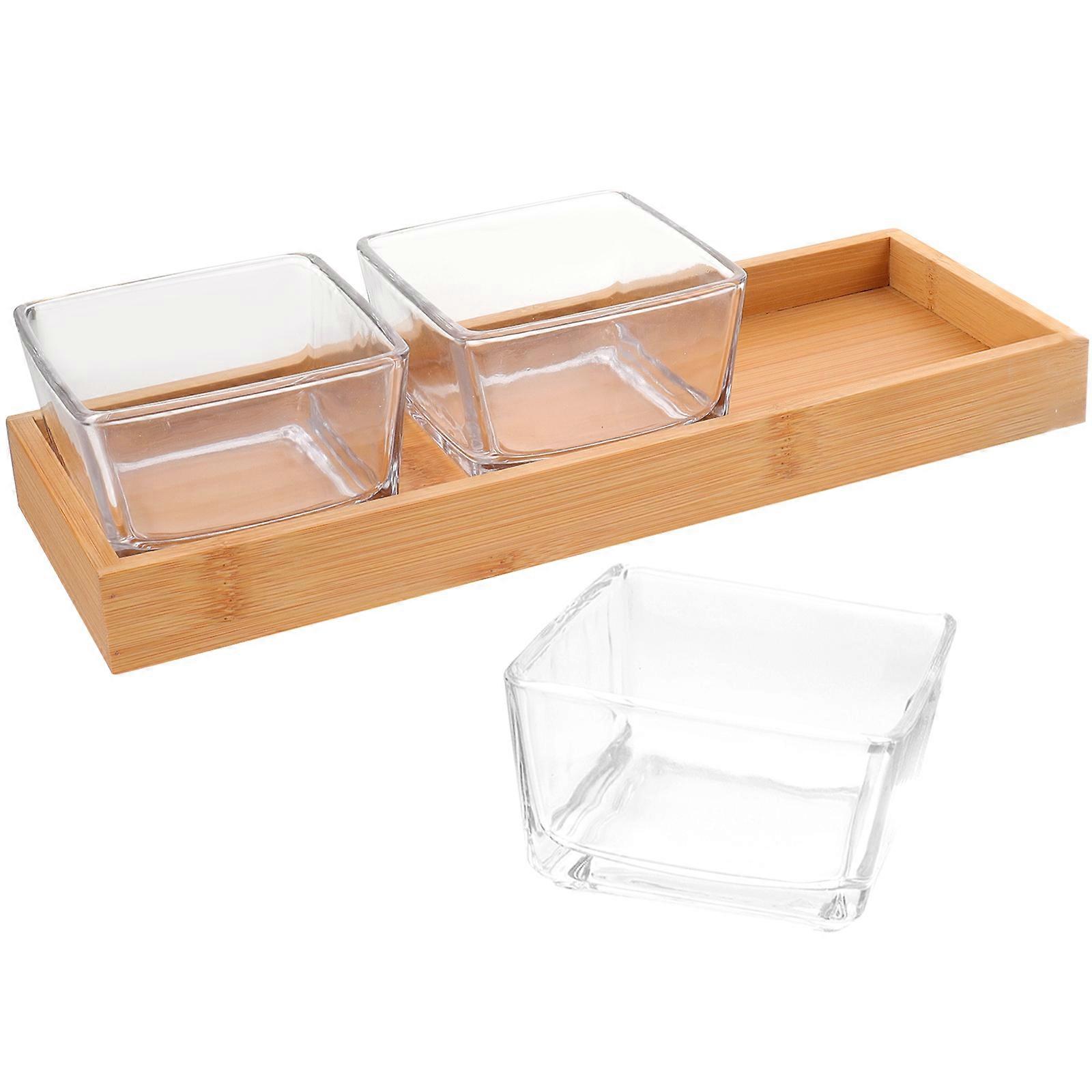 Fruit Serving Bowl Set Of Glass Serving Dishes Rectangular Snack Plates Transparent For Parties