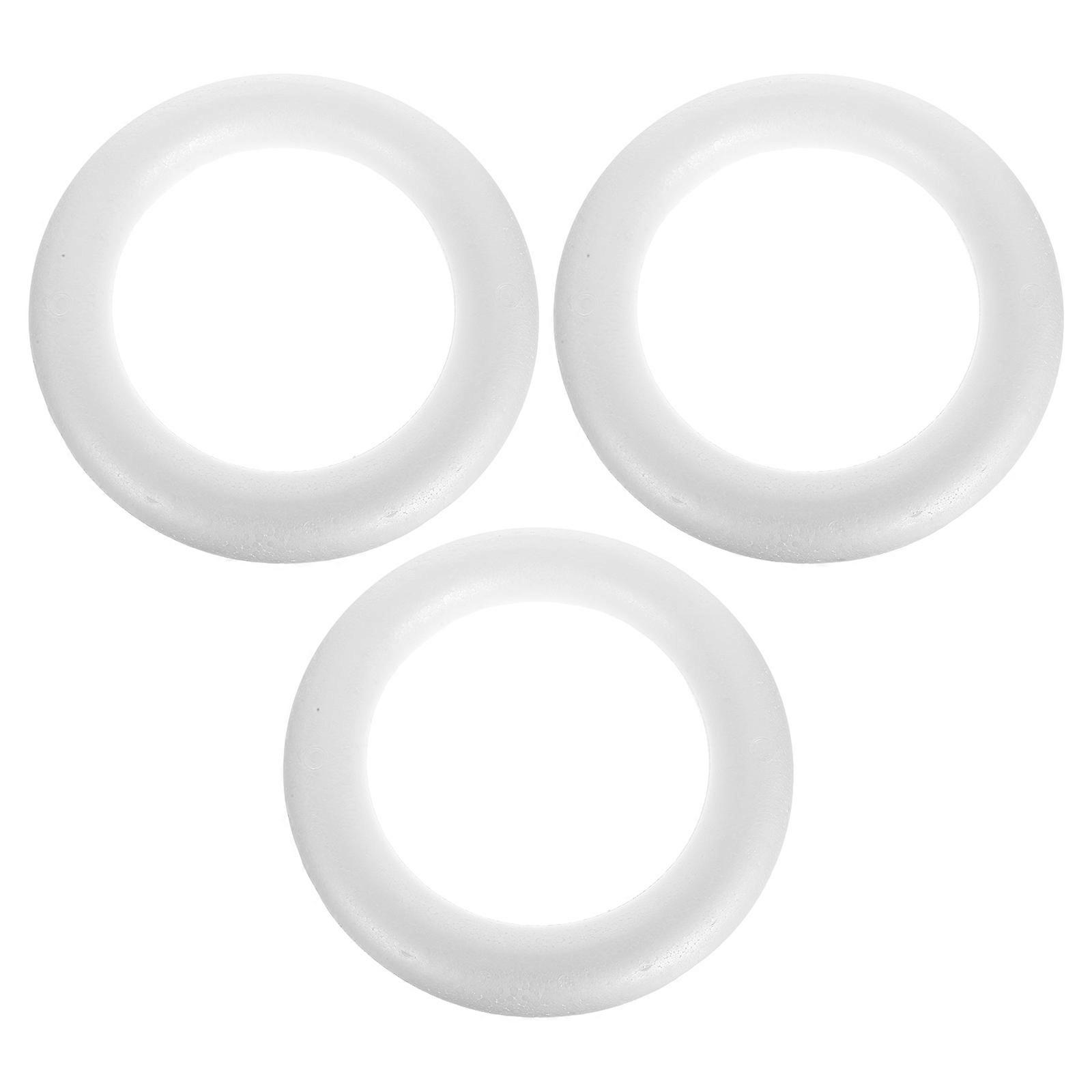 Christmas Crafts Round Foam Wreath Forms for Floral Arrangements White Polystyrene Material for Craft Projects 3Pcs