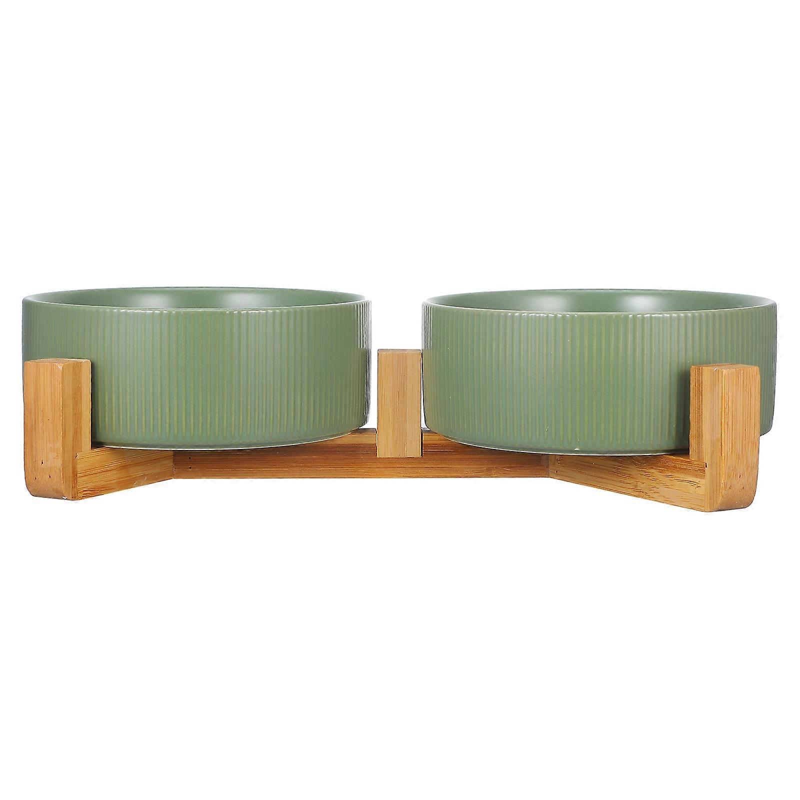 Minimalist Design Rectangular Dog Bowls For Household Use Easy Cleaning Ceramic Material 2 Sets
