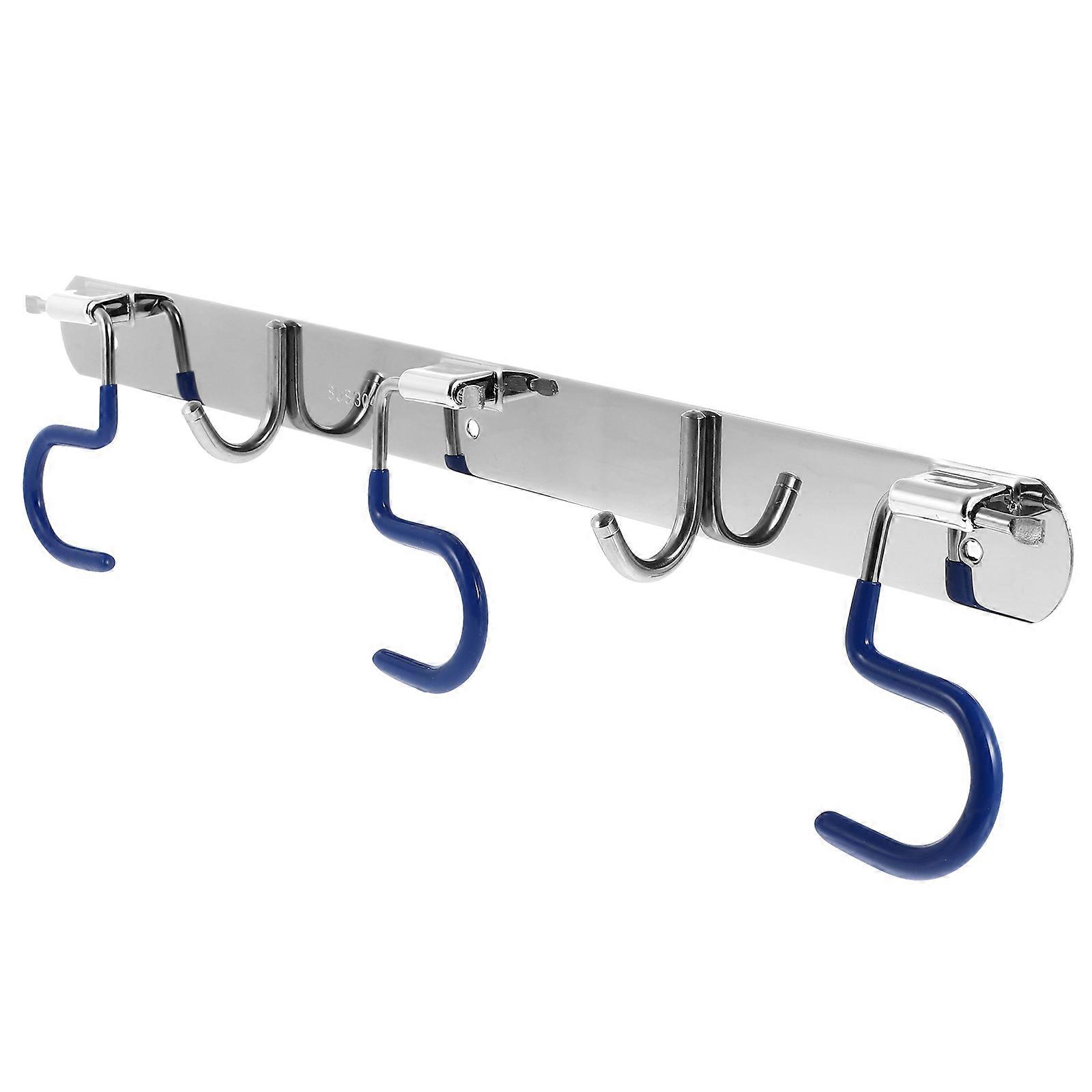 S-Type Mop Holder with Hangers for Home 2Pcs Silver Heavy-Duty Hooks