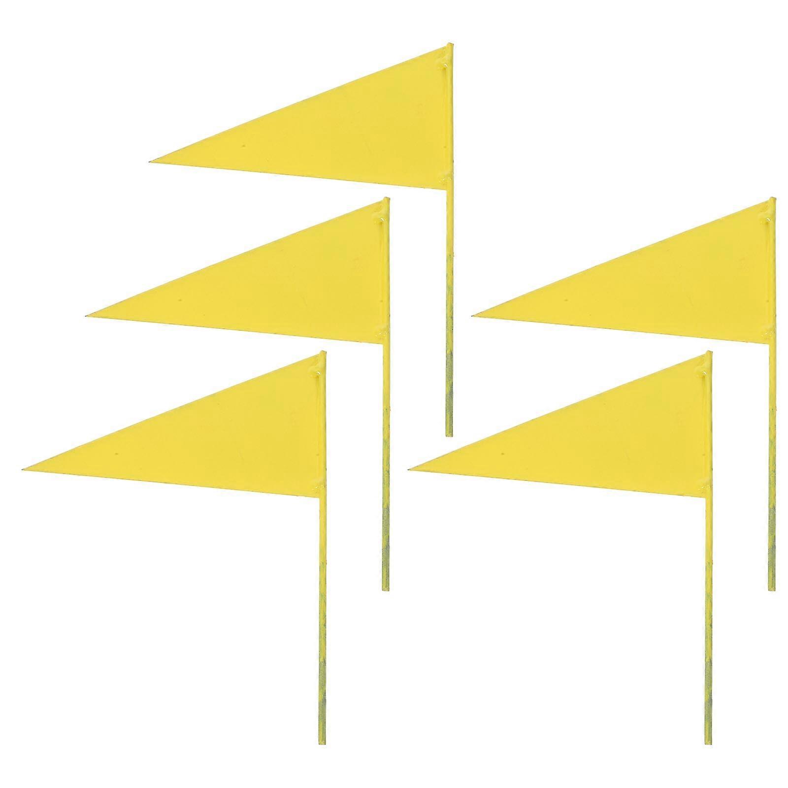 Yellow Iron Flags Triangular Marking Flags for Yard 15Pcs