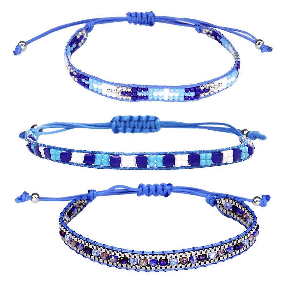Handmade Braid Bracelets for Women Bohemia Style 6Pcs Bracelet Set Blue