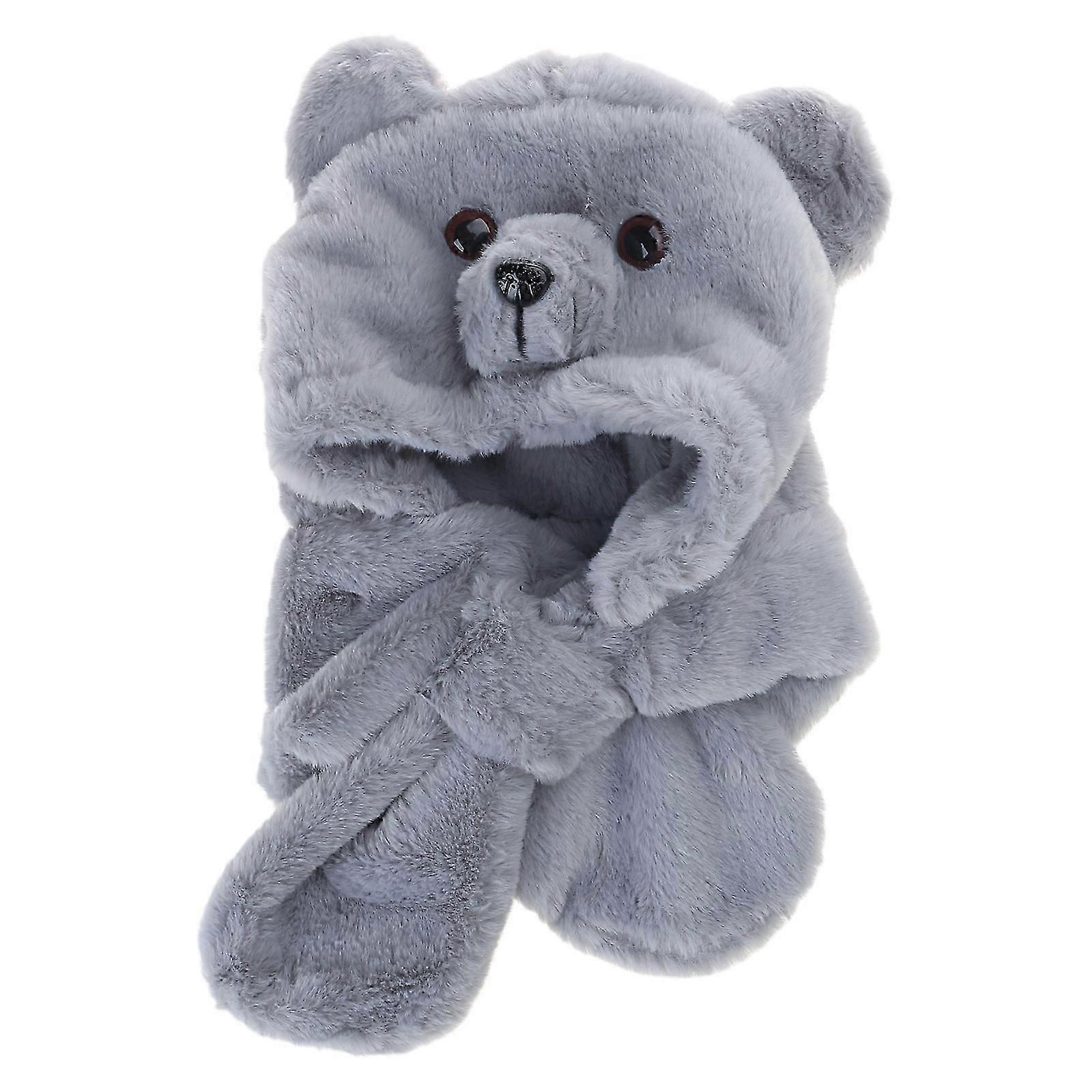 Pălărie de iarnă pentru copii mici cu eșarfă integrată unisex confortabil copil urs cald eșarfă cu glunoră Accesoriu excelent alb