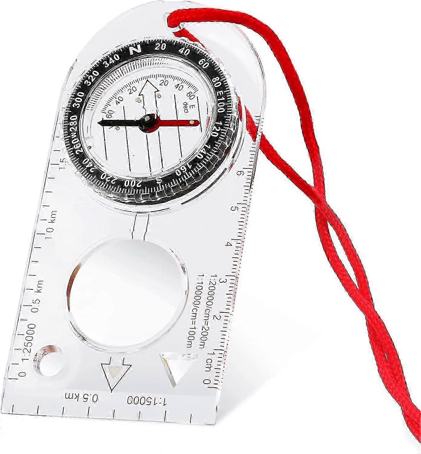 Multifunctional Waterproof Navigation Compass Map Ruler Magnifier for Explorer Hiking Map Reading