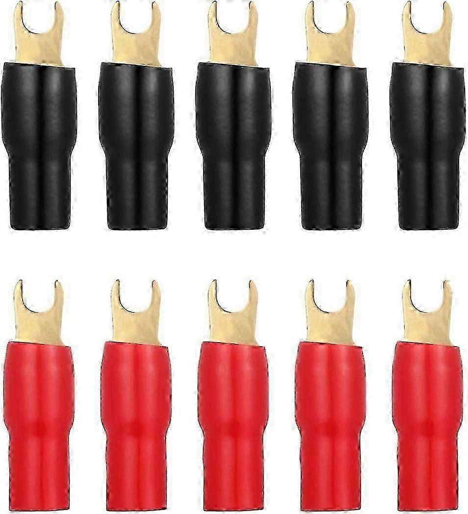 5 Pairs 4 Gauge Strip Spade Terminal Spade Fork Adapters for Speaker Wire Cable